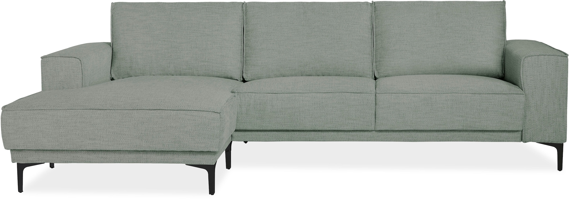 Places of Style Ecksofa »Polsterecke Oland, Struktur, Flachgewebe, Luxus-Microfaser, Boucle«, L-Form, 280 cm, Wellenunterfederung, Skandi-Design, Metallfüsse