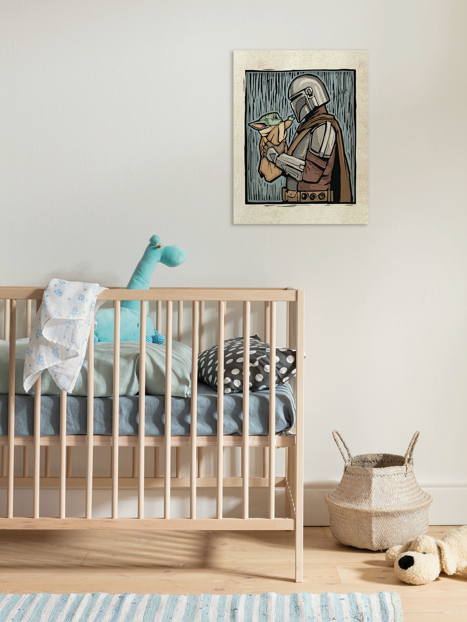Image of Komar Leinwandbild "Star Wars The Mandalorian Lino-Cut" Disney 1 Stk. tlg. 30 x 40 cm (Breite x Höhe) - Kinderzimmer, Dekoration