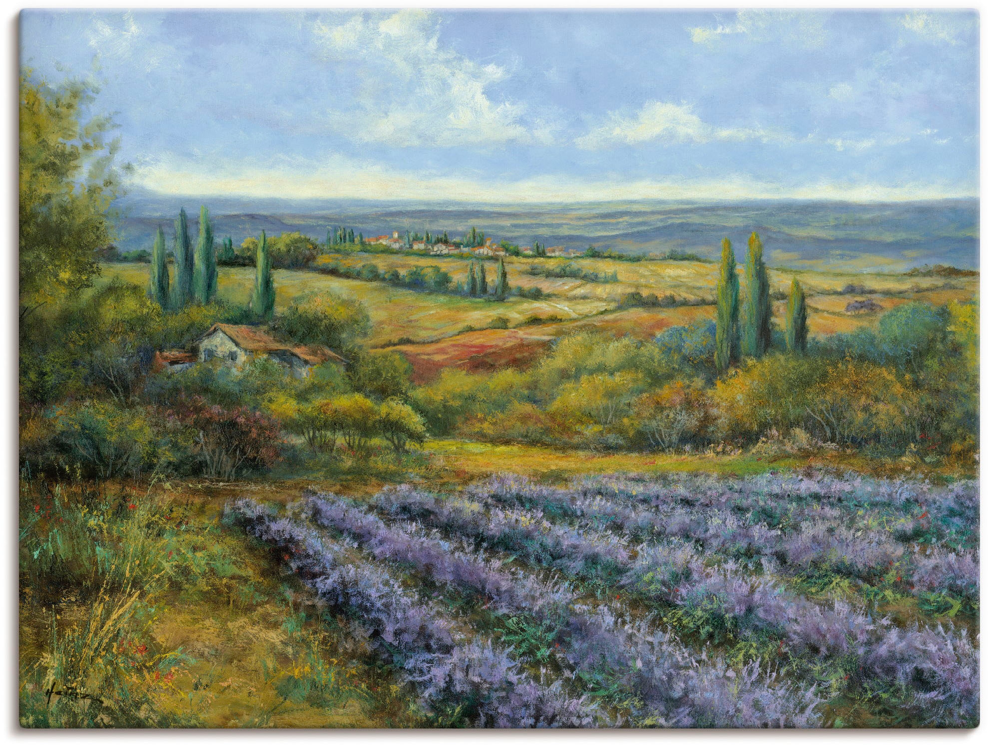 Image of Artland Leinwandbild "Lavendelfelder in der Provence" Europa 1 Stk. tlg. auf Holzrahmen gespannt