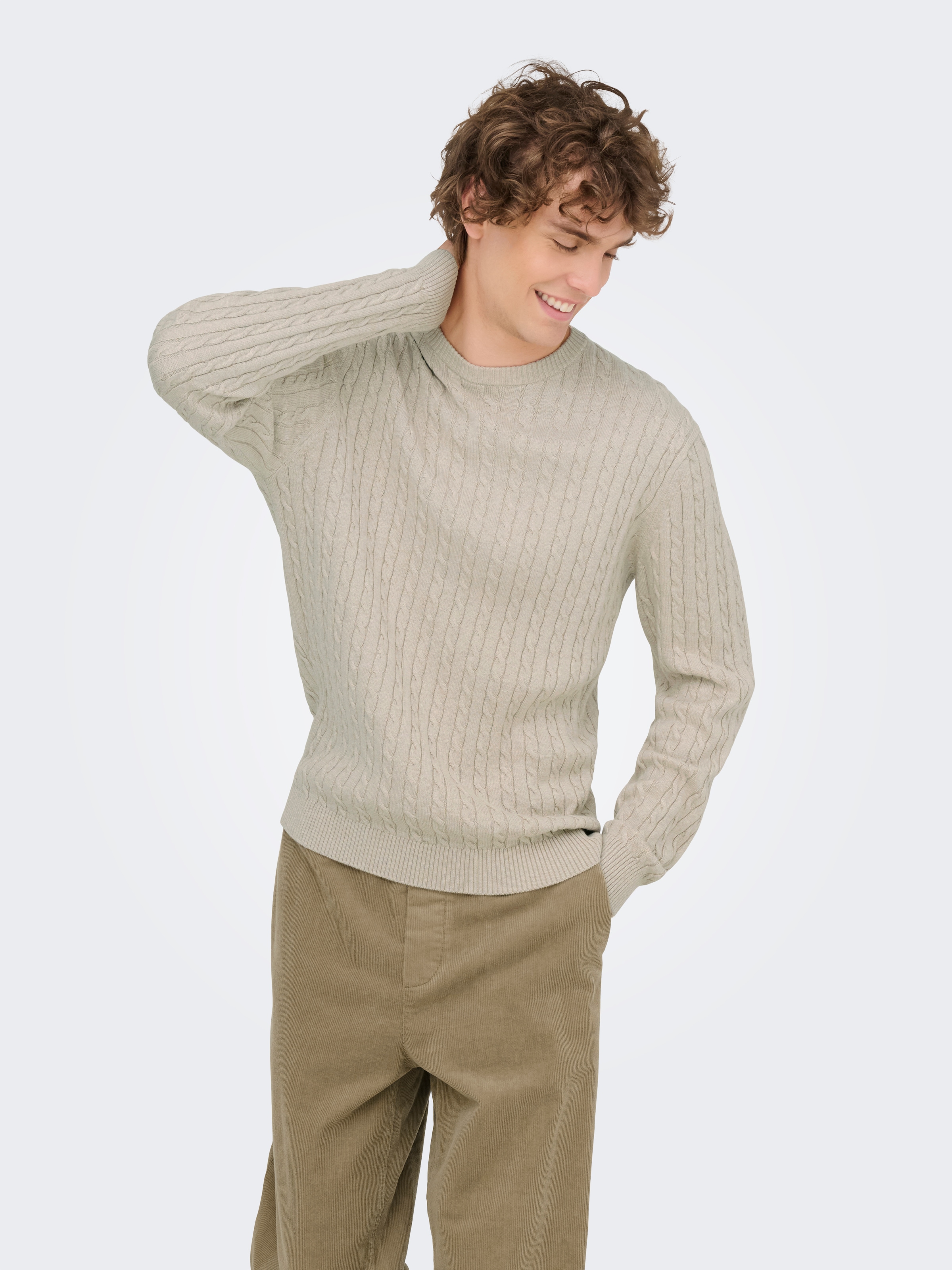 Image of ONLY & SONS Strickpullover "ONSLOUI REG 12 CABEL CREW KNIT NOOS"