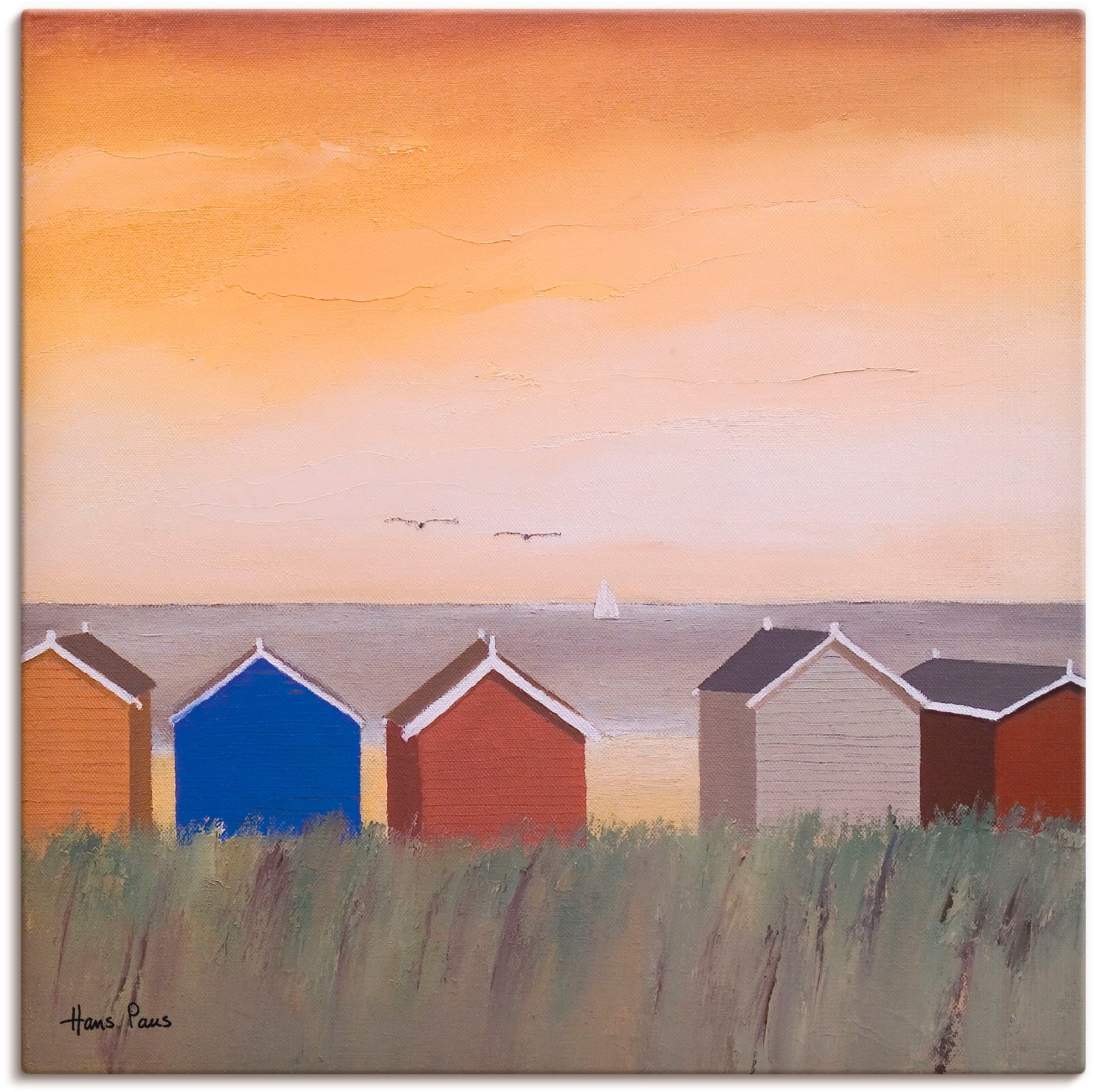 Image of Artland Leinwandbild "Strandhäuser II" Strand 1 Stk. tlg. auf Holzrahmen gespannt