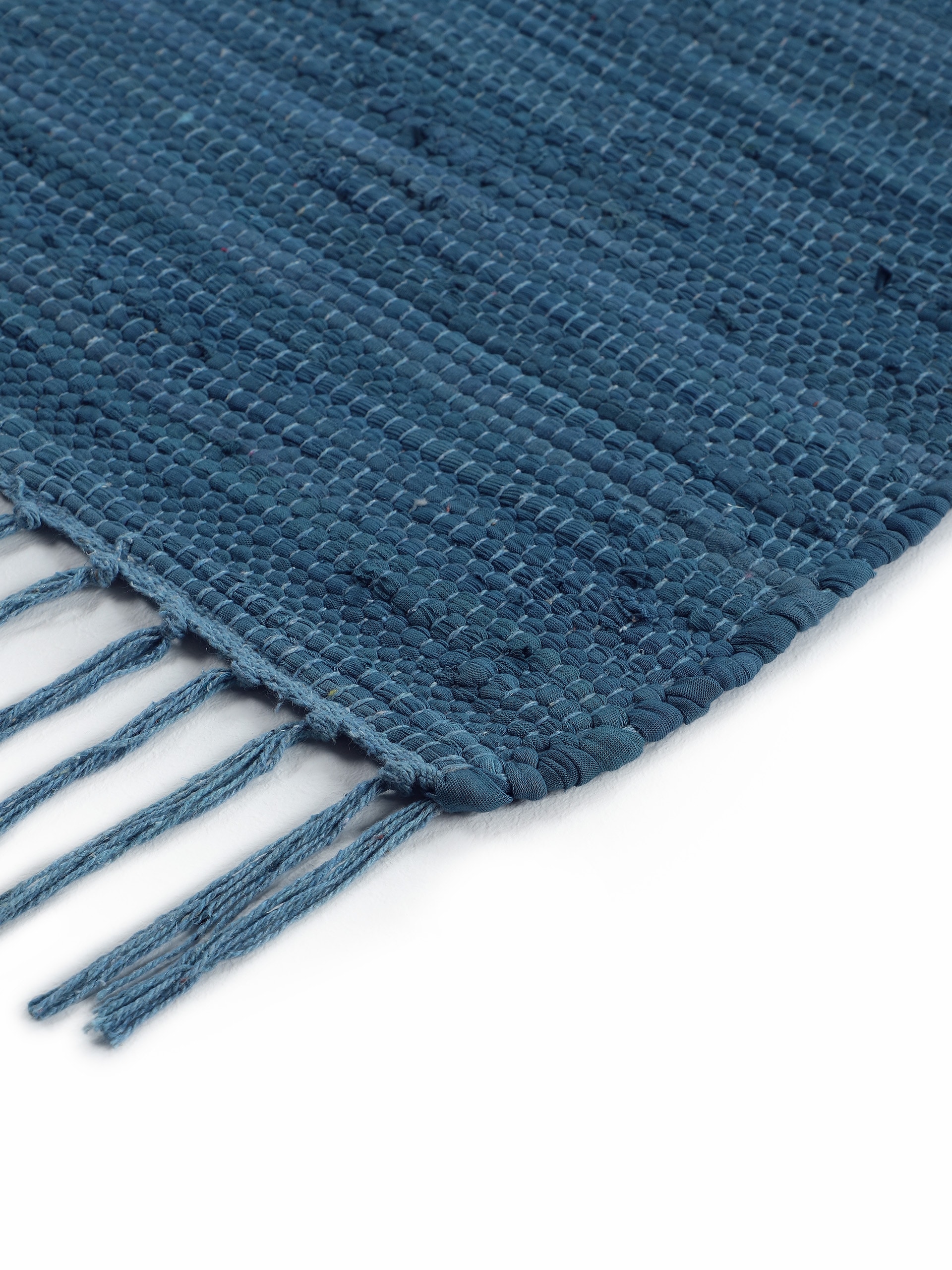 carpetfine Teppich »Kelim Chindi uni, auch als Läufer«, rechteckig, 5 mm Höhe, Wendeteppich, reine Baumwolle, handgewebt, Uni-Farben, mit Fransen