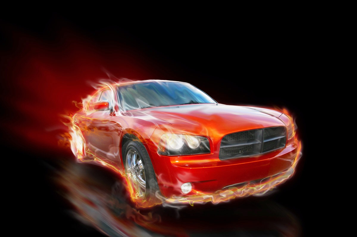 Image of Papermoon Fototapete »Brennendes Auto«, Vliestapete, hochwertiger Digitaldruck, inklusive Kleister bei Ackermann Versand Schweiz