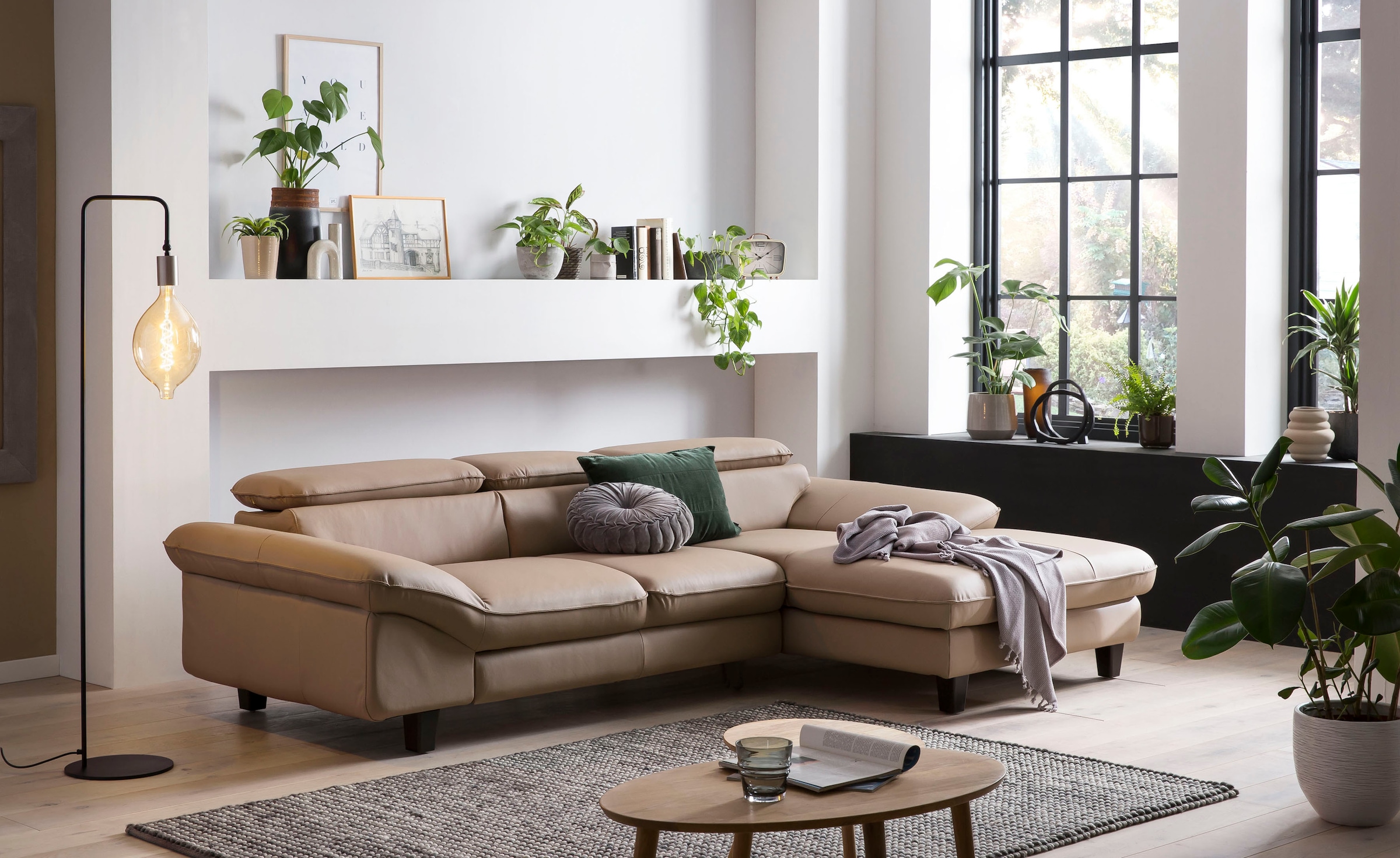 Home affaire Canapé d'angle »Pilot L-Form« avec réglage de la tête, optionnellement avec fonction couchage & coffre de lit