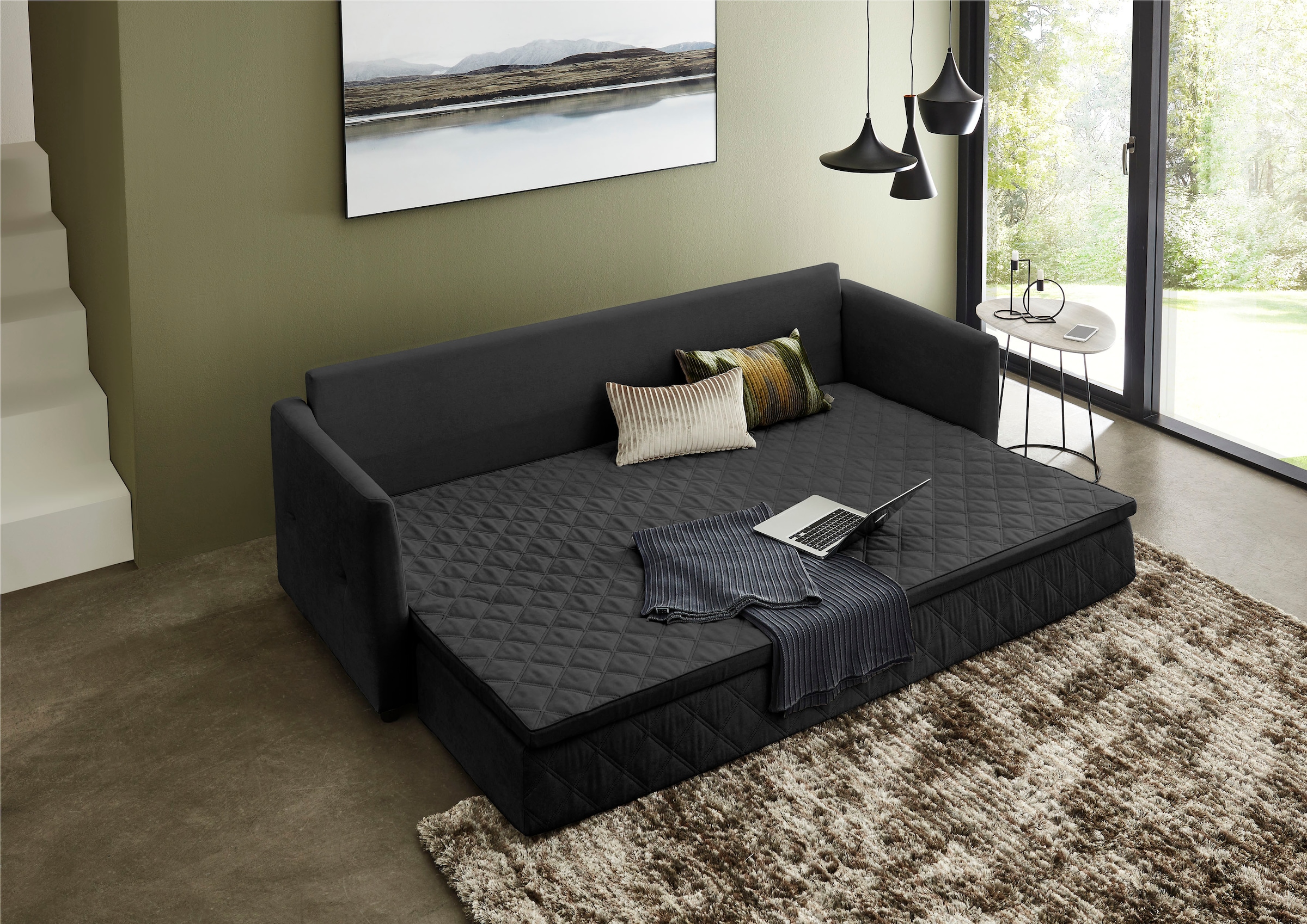 ATLANTIC home collection Schlafsofa »Ken«, mit Bettfunktion, inklusive Topper mit abnehmbarem Bezug