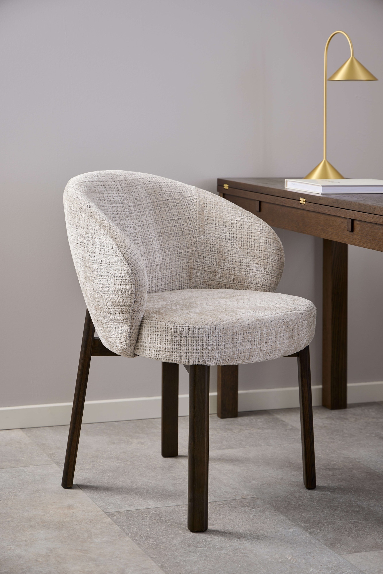 ACTONA GROUP Chaise de salle à manger »Polsterstuhl« (Ensemble) 2 cuisChaise, tissu beige, accoudoirs, rembourrage, pieds ronds en chêne, FSC™