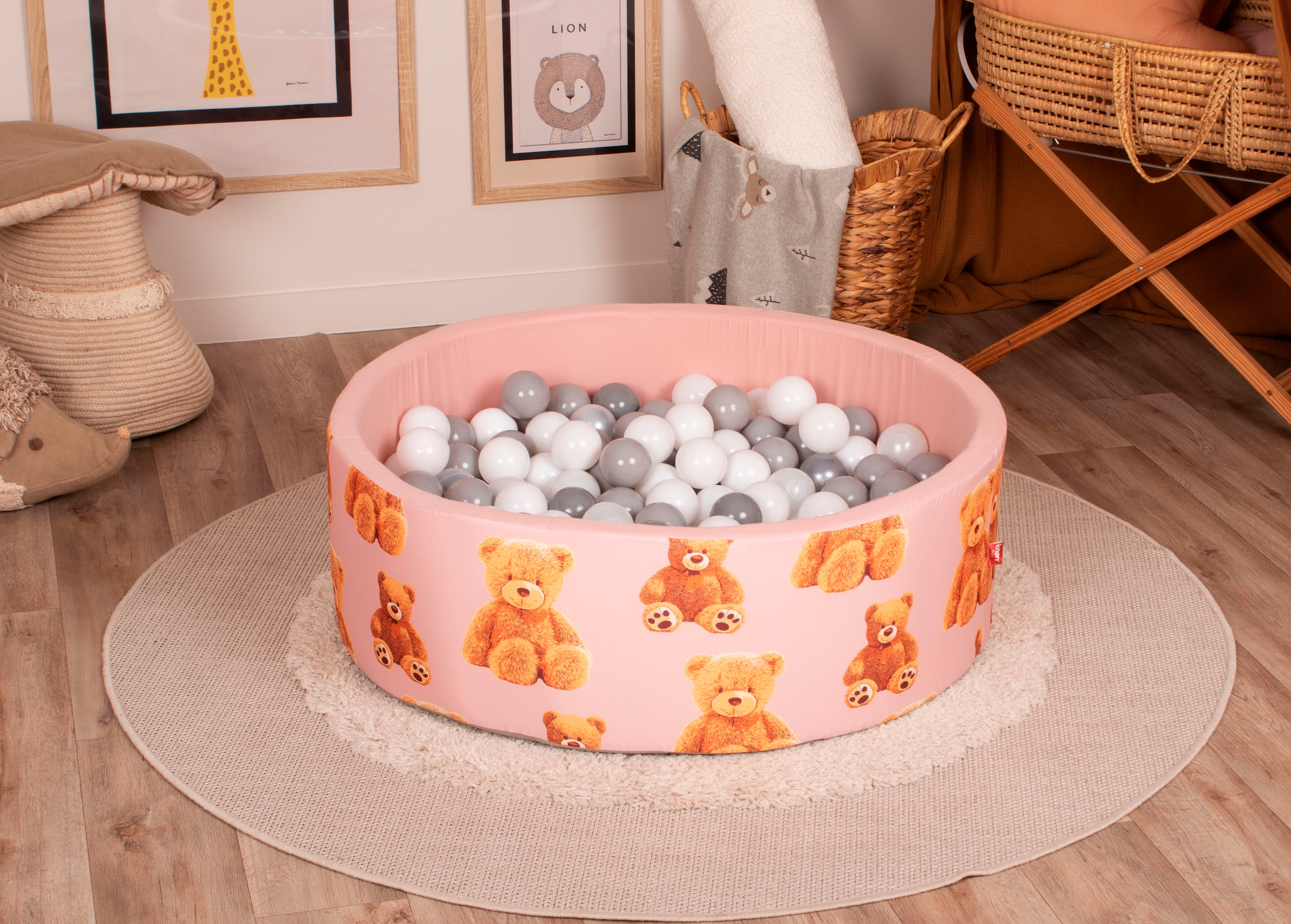 Knorrtoys® Piscine à balles »Soft, Teddy pink« mit 150 Bällen grey/white/transparent; Made in Eurpe
