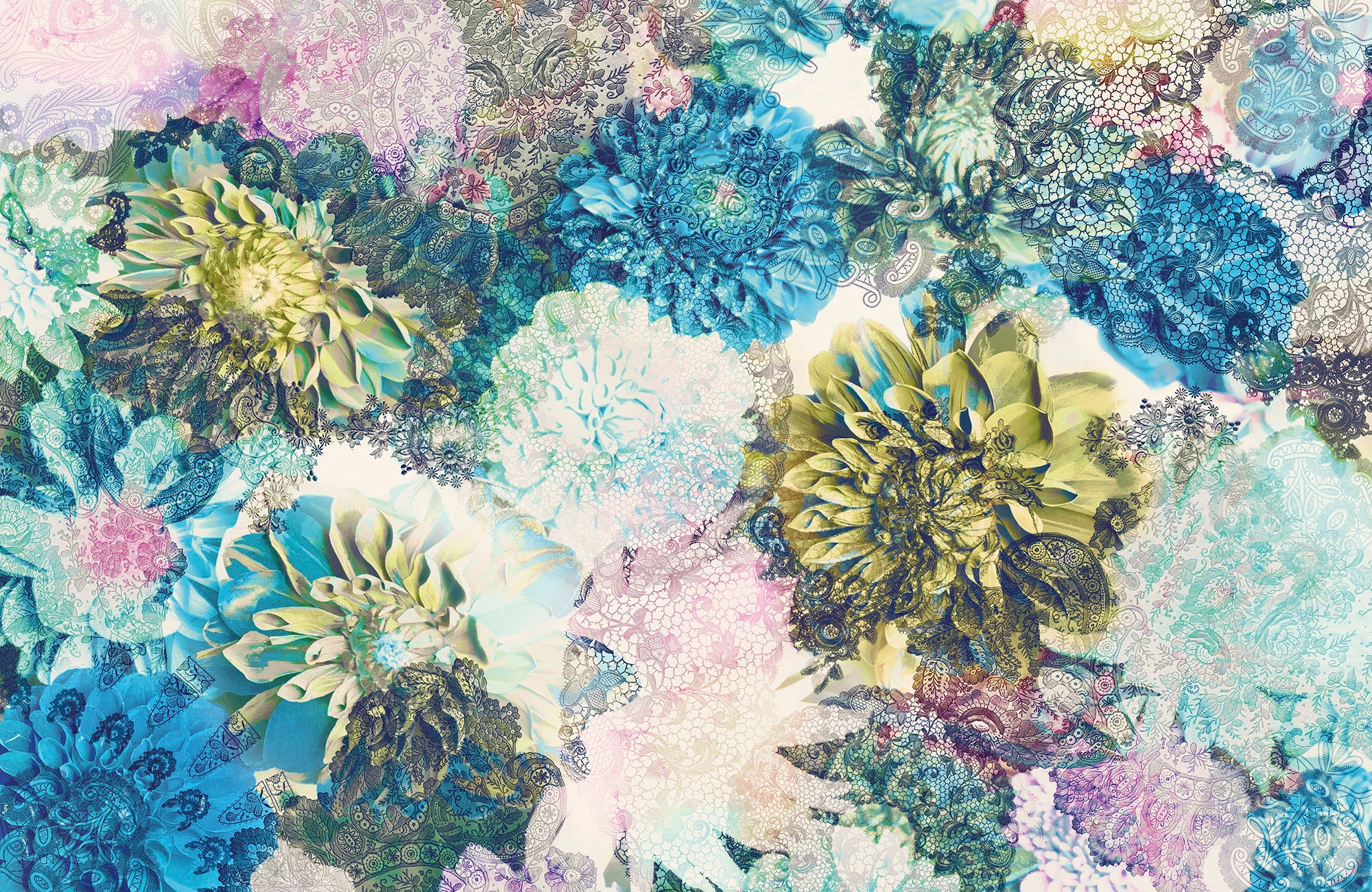 Image of Komar Vliestapete "Digitaldruck Vlies - Frisky Flowers - Grösse 400 x 260 cm" bedruckt glatt Wohnzimmer, Schlafzimmer