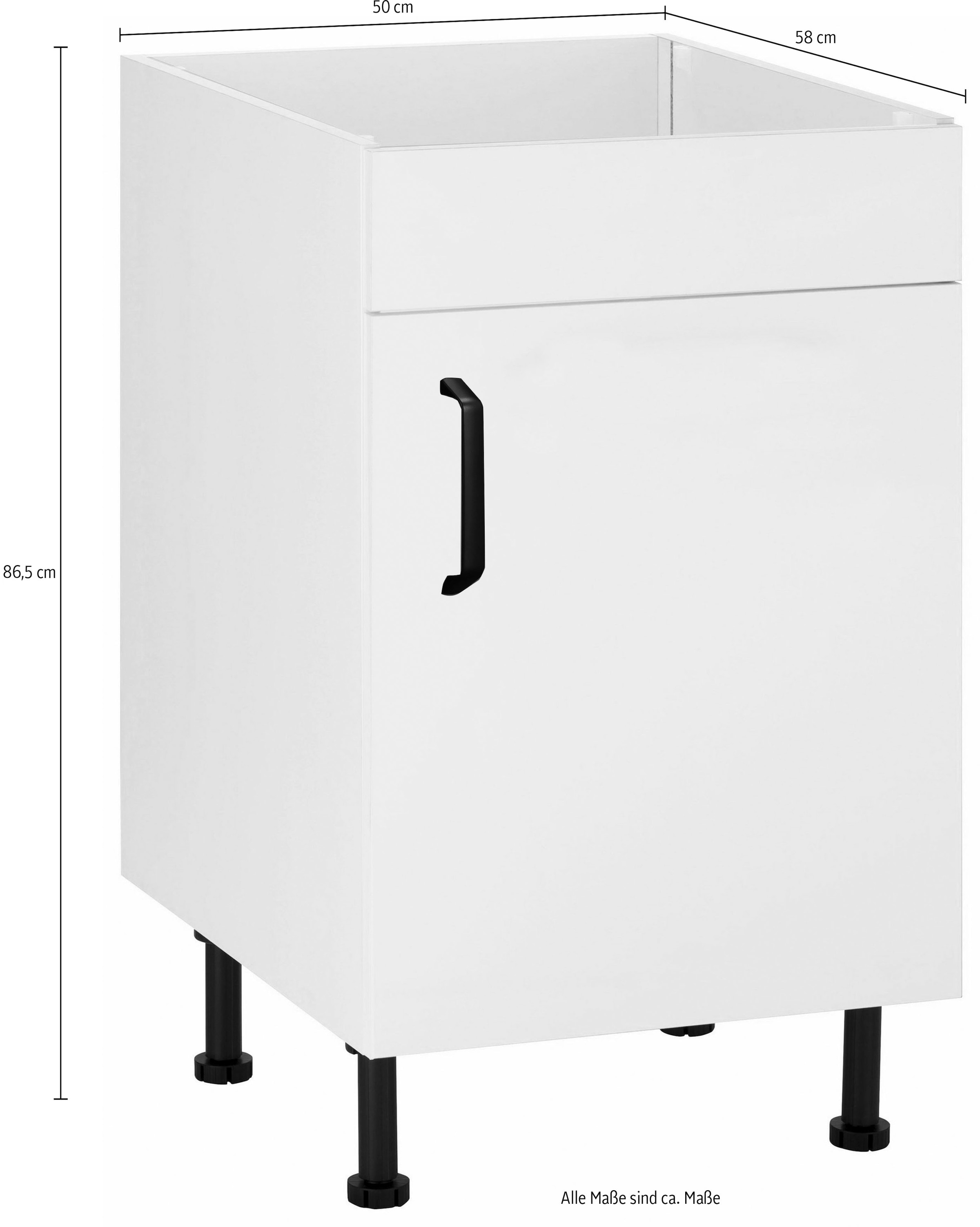 wiho Küchen Spülenschrank »Simi«, 50 cm breit, mit verstellbaren Füssen, ohne Arbeitsplatte