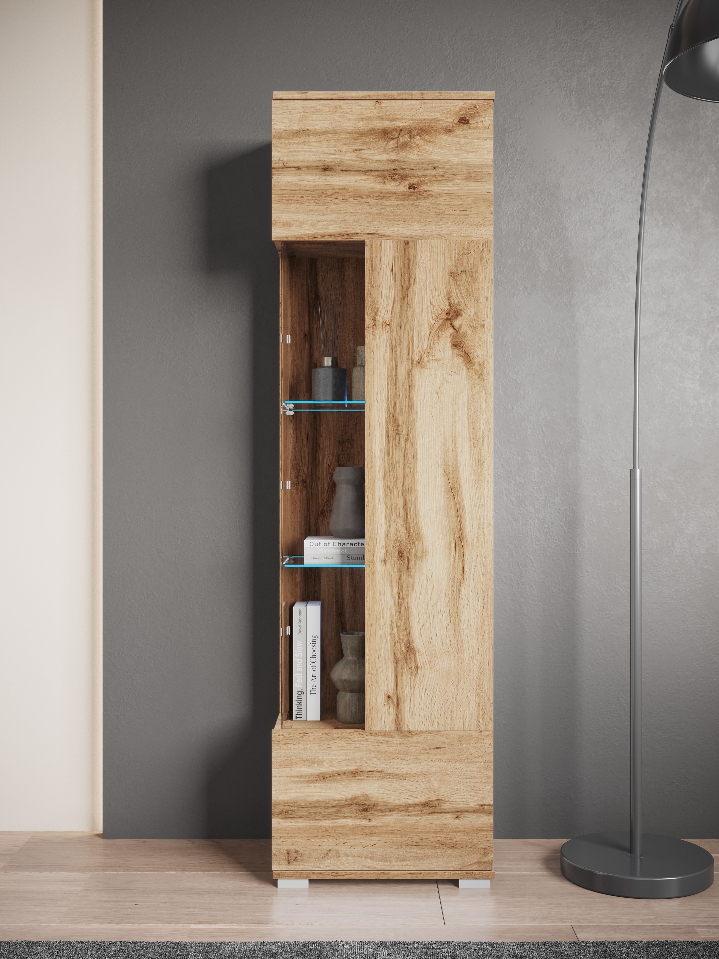 GOODproduct Vitrine »Kenia, stehend und hängend, Türanschlag wechselbar« 1 Stk. tlg. Vitrineschrank mit Glastüren 160 cm Höhe