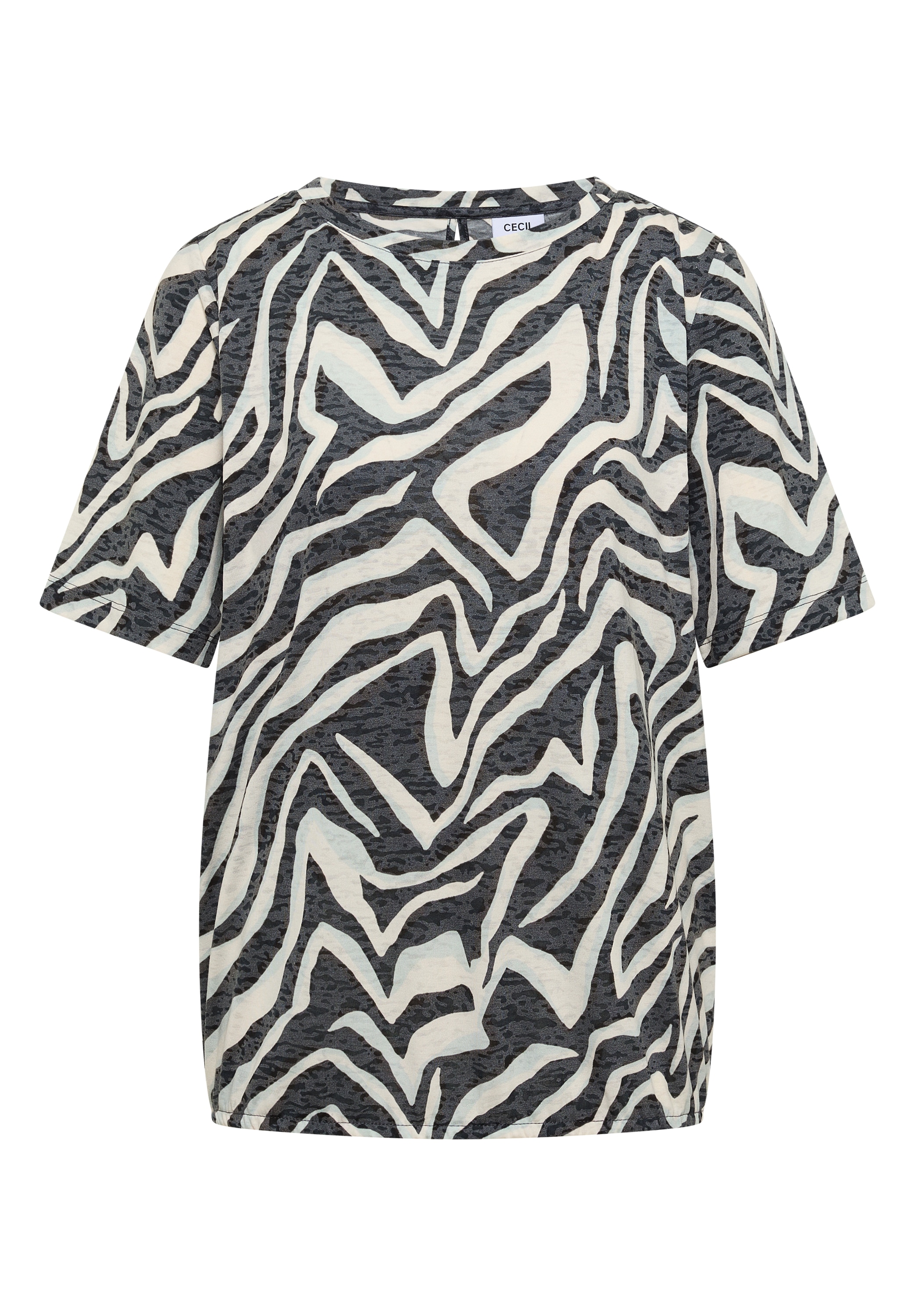 Cecil T-shirt imprimé Ausbrenner-Optik, elastischer Saum, Viskosemix