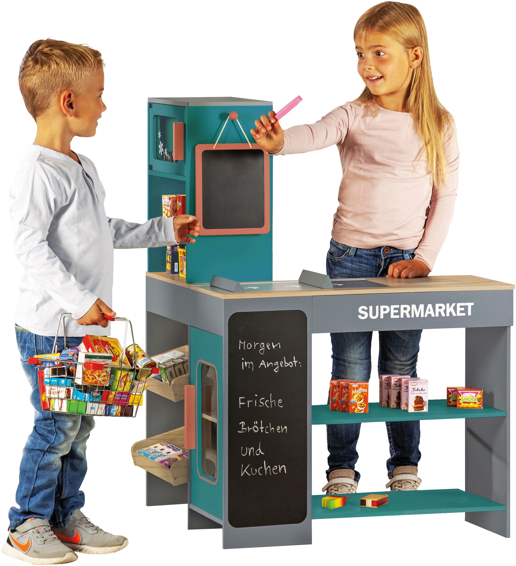 Tanner Magasin d'achat »Moderner Supermarkt« inkl. 40 Kaufladenminiaturen; aus Holz; FSC® - schützt Wald