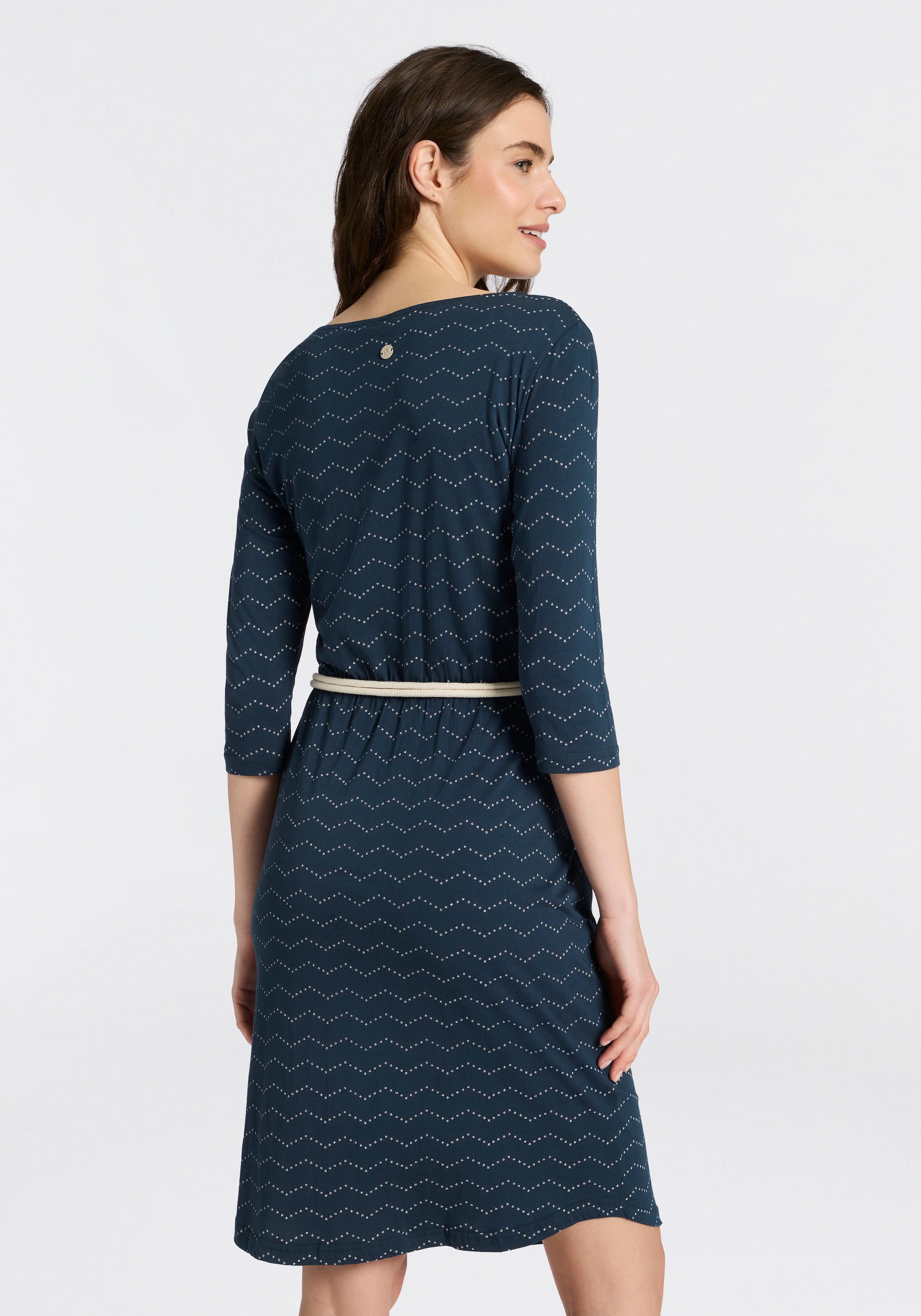 Ragwear Robe en jersey »LILITHA ZIG ZAG O« mit Taillen-Bindegürtel