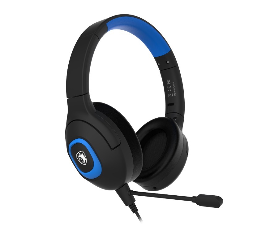 Image of Sades Gaming-Headset "Shaman SA-724 Gaming Headset, schwarz/blau, USB, kabelgebunden" Mikrofon abnehmbar Stereo, Over Ear, PC, PST, XBox, Nintendo Switch, VR, Phone