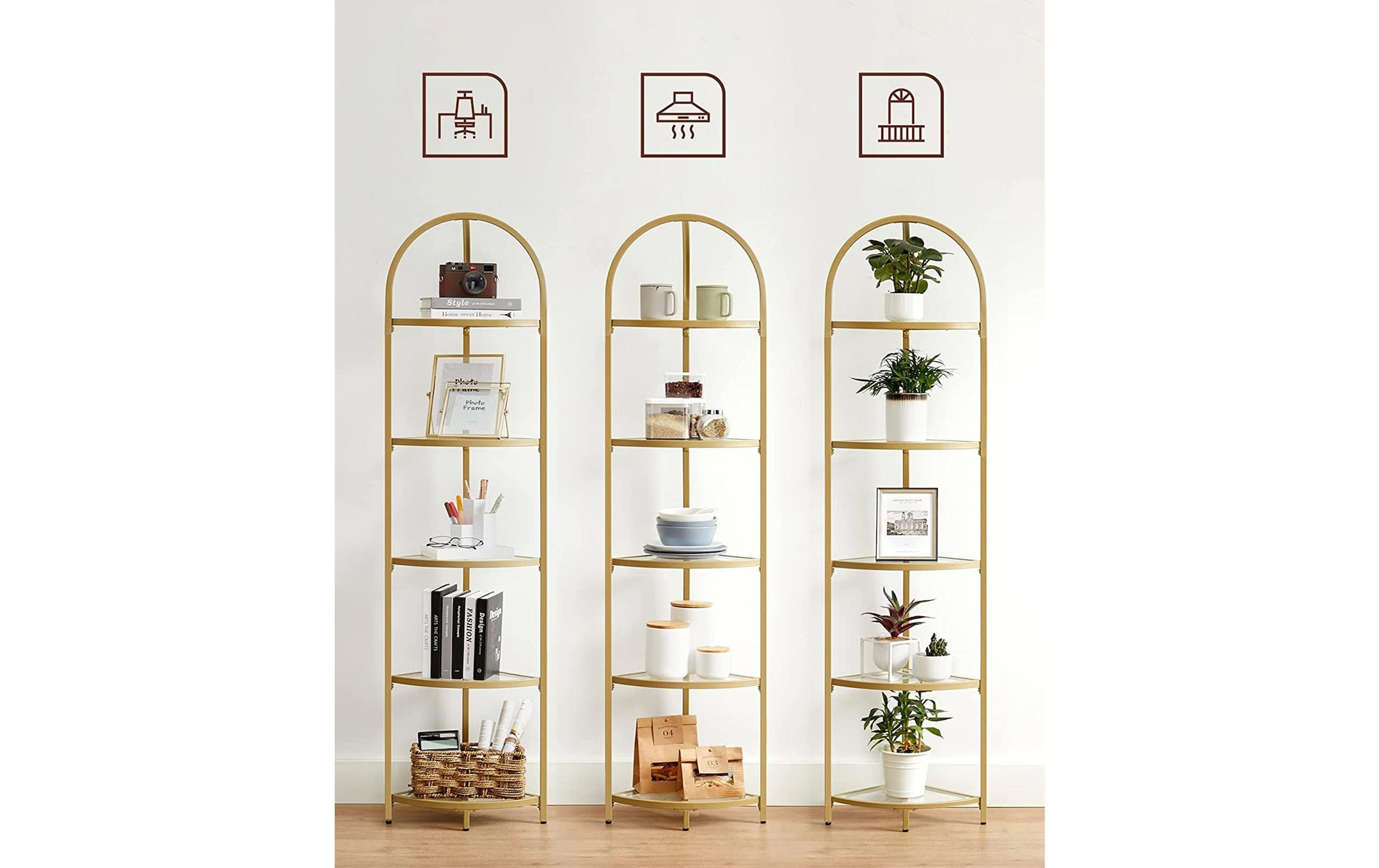 VASAGLE Wandregal »VASAGLE Regal Goldfarben«