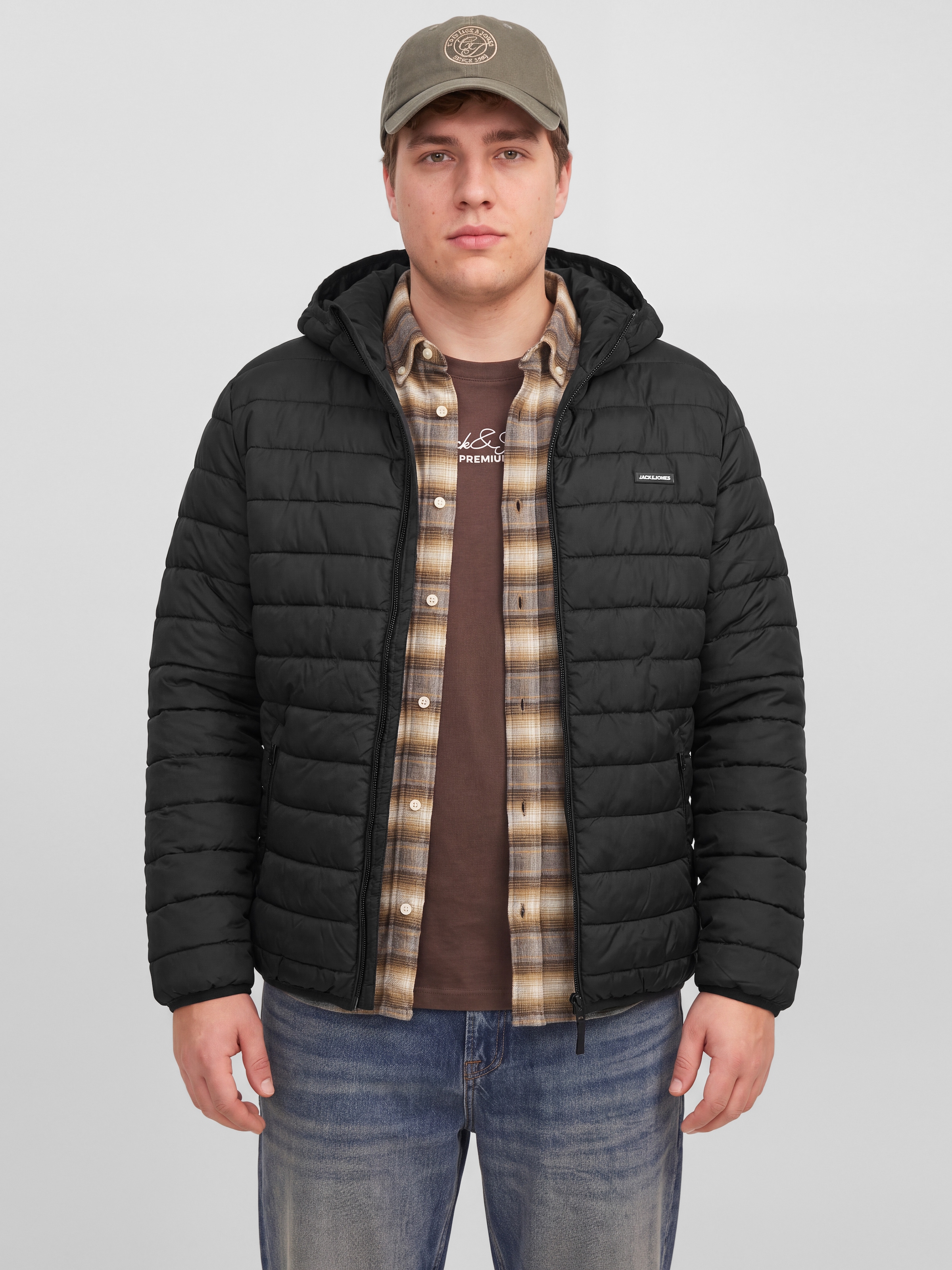 Image of Jack & Jones PlusSize Steppjacke "JJELVIS LIGHT PUFFER HOOD PLS" mit Kapuze Kunstfaser, regular fit