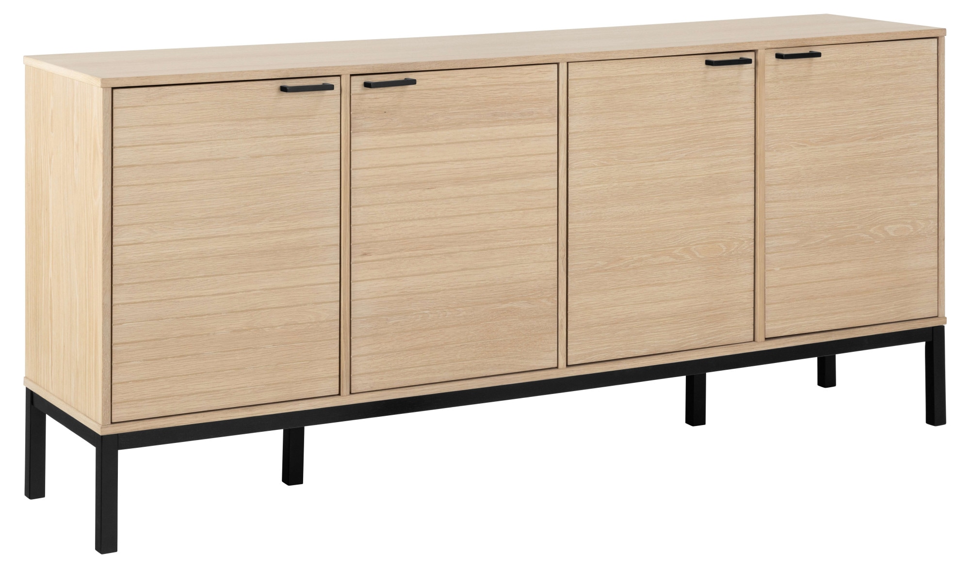Image of ACTONA GROUP Sideboard "Kensington" Anrichte, 4 Türen und 4 Böden weiss pigmentiert Eiche, 180x40x80cm