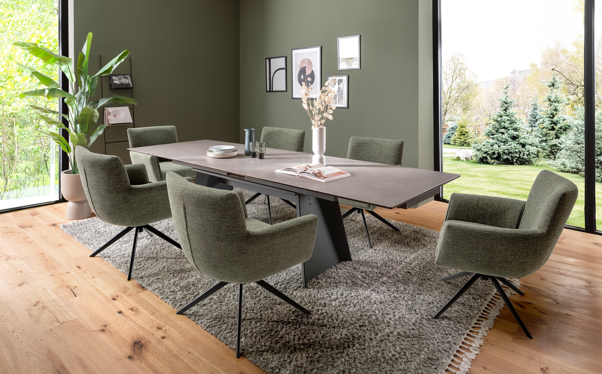 MCA furniture 4-Fussstuhl »WILSON Esszimmerstuhl, Armlehnstuhl, Polsterstuhl, modern«, (Set), 1 St., Flachgewebe, Stuhl, Armlehnenstuhl, drehbar, Taschenfederkern, belastbar 160 kg,XXL