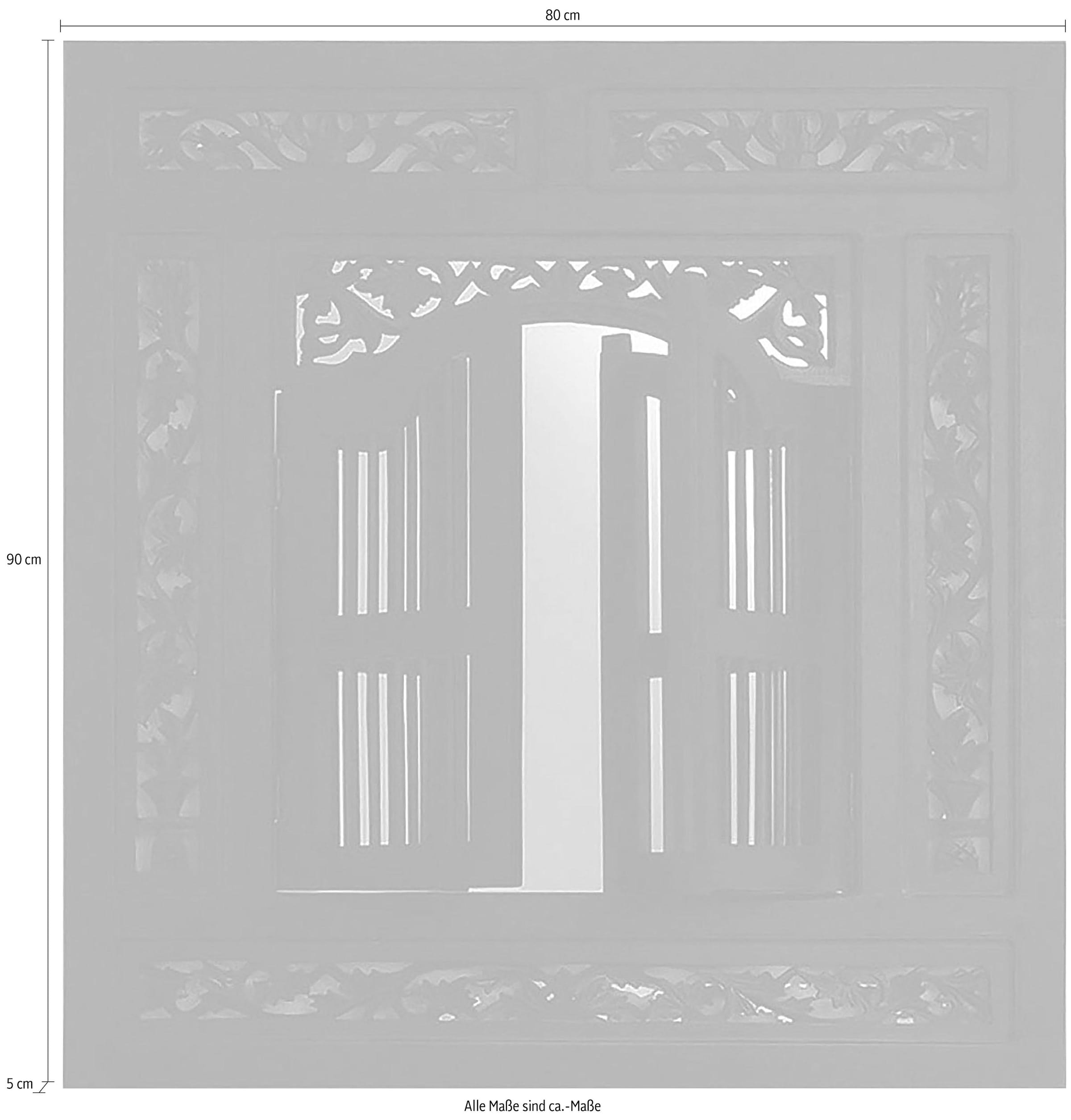 SIT Miroir mural »Miami aus Akazie massiv mit 2 Flügeltüren & Schnitzereien« portes battantes pliantes avec des sculptures élaborées