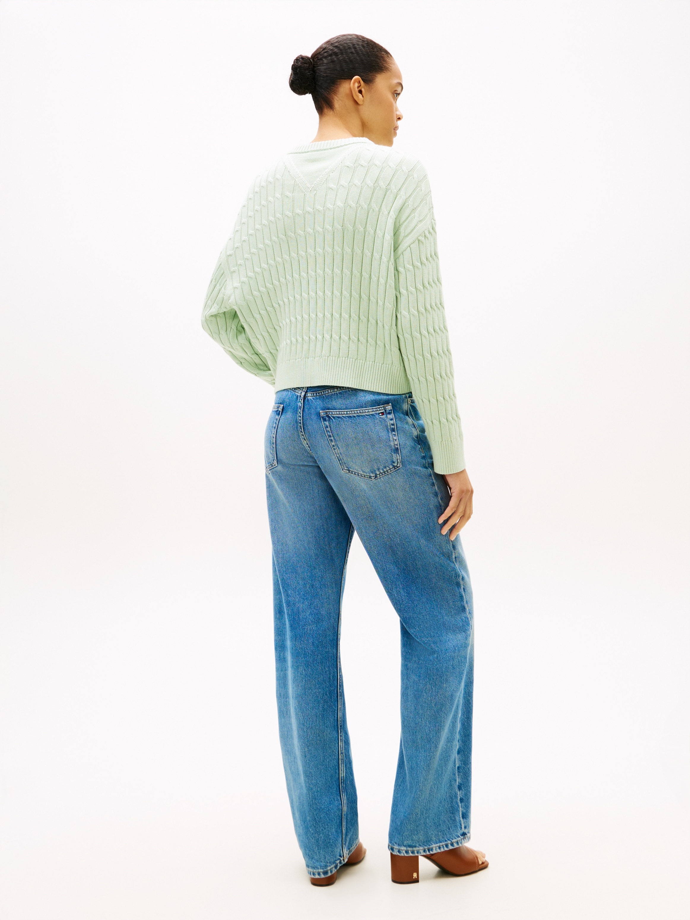 Tommy Hilfiger Pull en tricot »CO CABLE MID GG RLX LS V-NK SWT« mit Zopfmuster