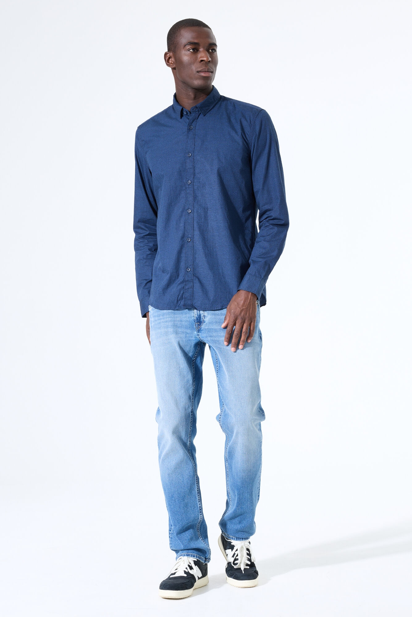 Garcia Chemise à manches longues mit Hemdkragen