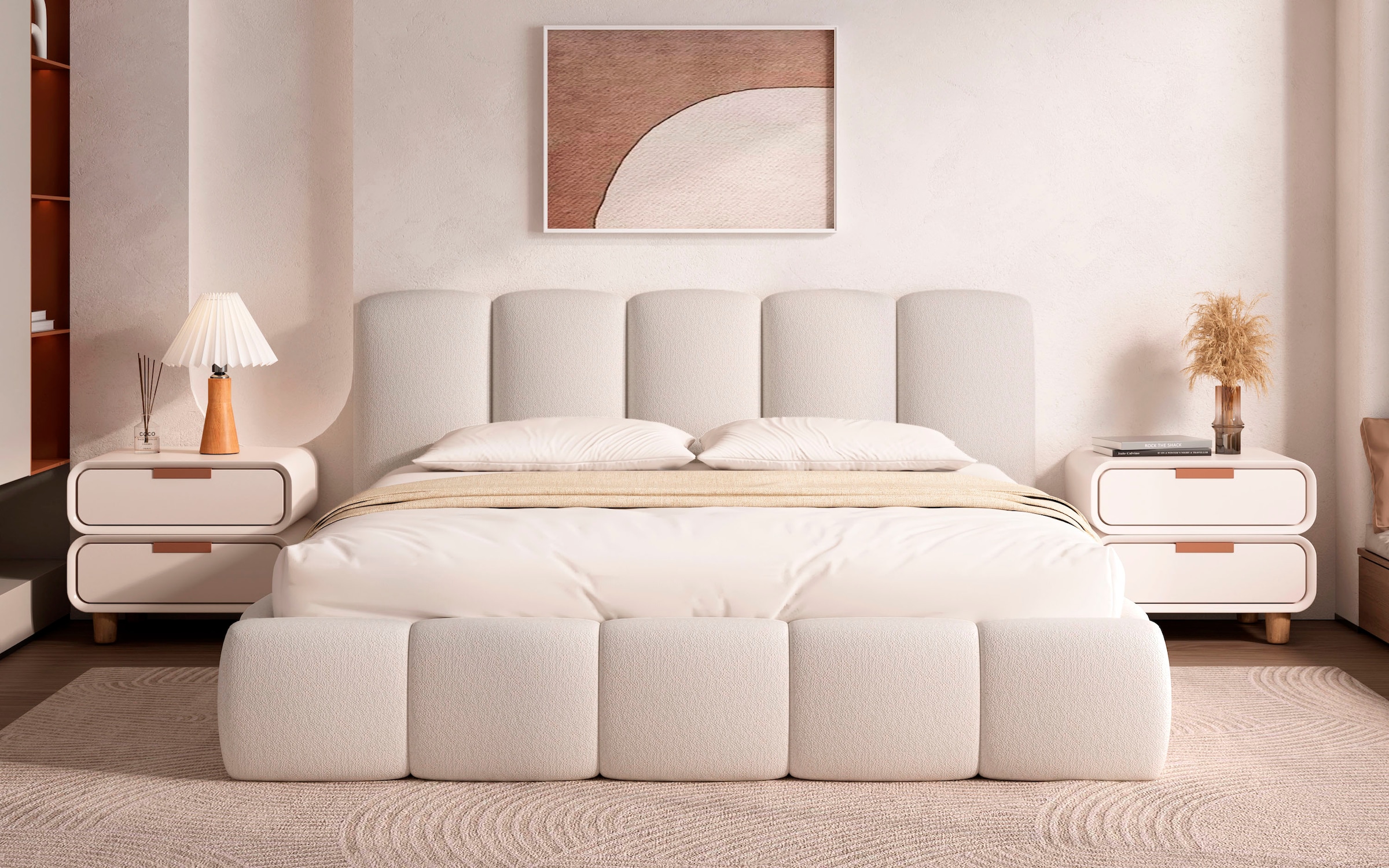 Home affaire Lit rembourré »MERLINDA in der Breite 180cm, inkl. Lattenrost und Bettkasten« gepolstertes Kopfteil und Rahmen, Bezug im Chenillecharakter