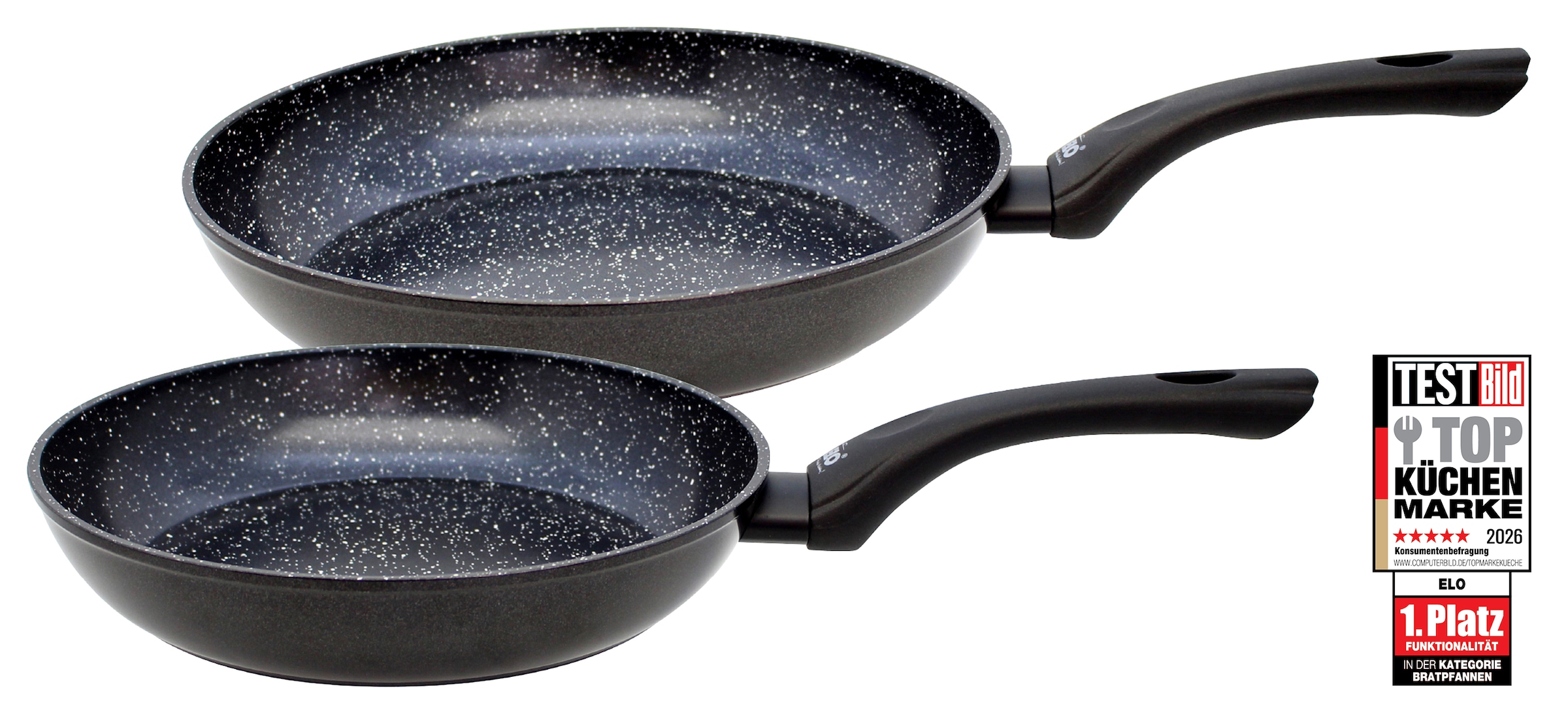 Image of Elo Pfannen-Set "Pure Belugo" Aluminium Set, 1x Bratpfanne Ø 24 cm, 1x Bratpfanne Ø 28 cm, 2 Stk. tlg. Induktion