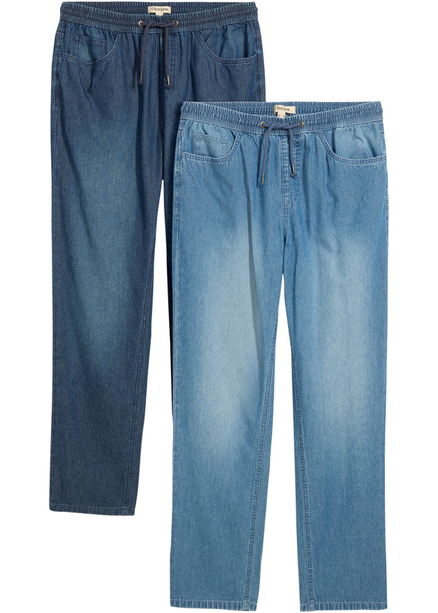 Image of bonprix Schlupfjeans Packung, 2 klassischer Schnitt, aus reiner Baumwolle, mit Washed-Effekt
