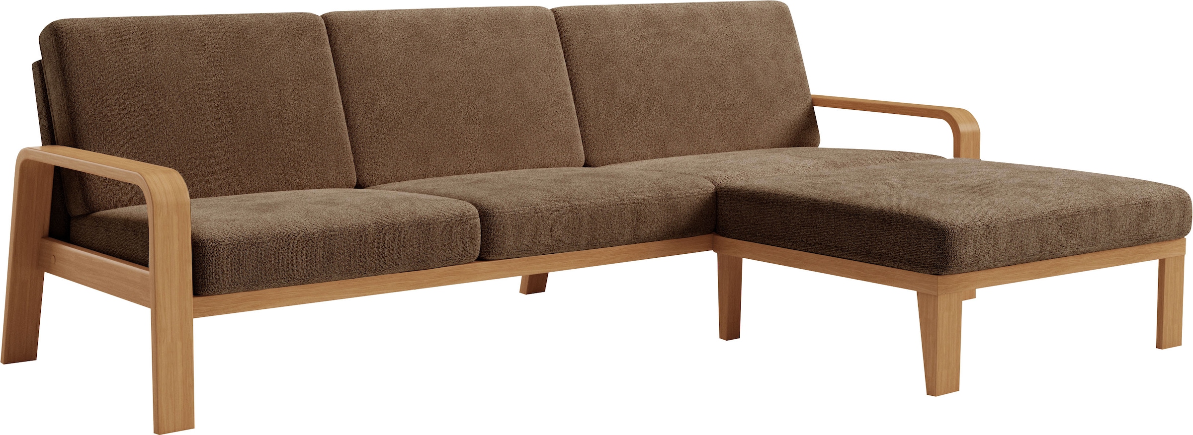 sit&more Ecksofa »Kolding L-Form«, Armlehnen aus eichefarbigem Buchenholz, verschiedene Bezüge und Farben