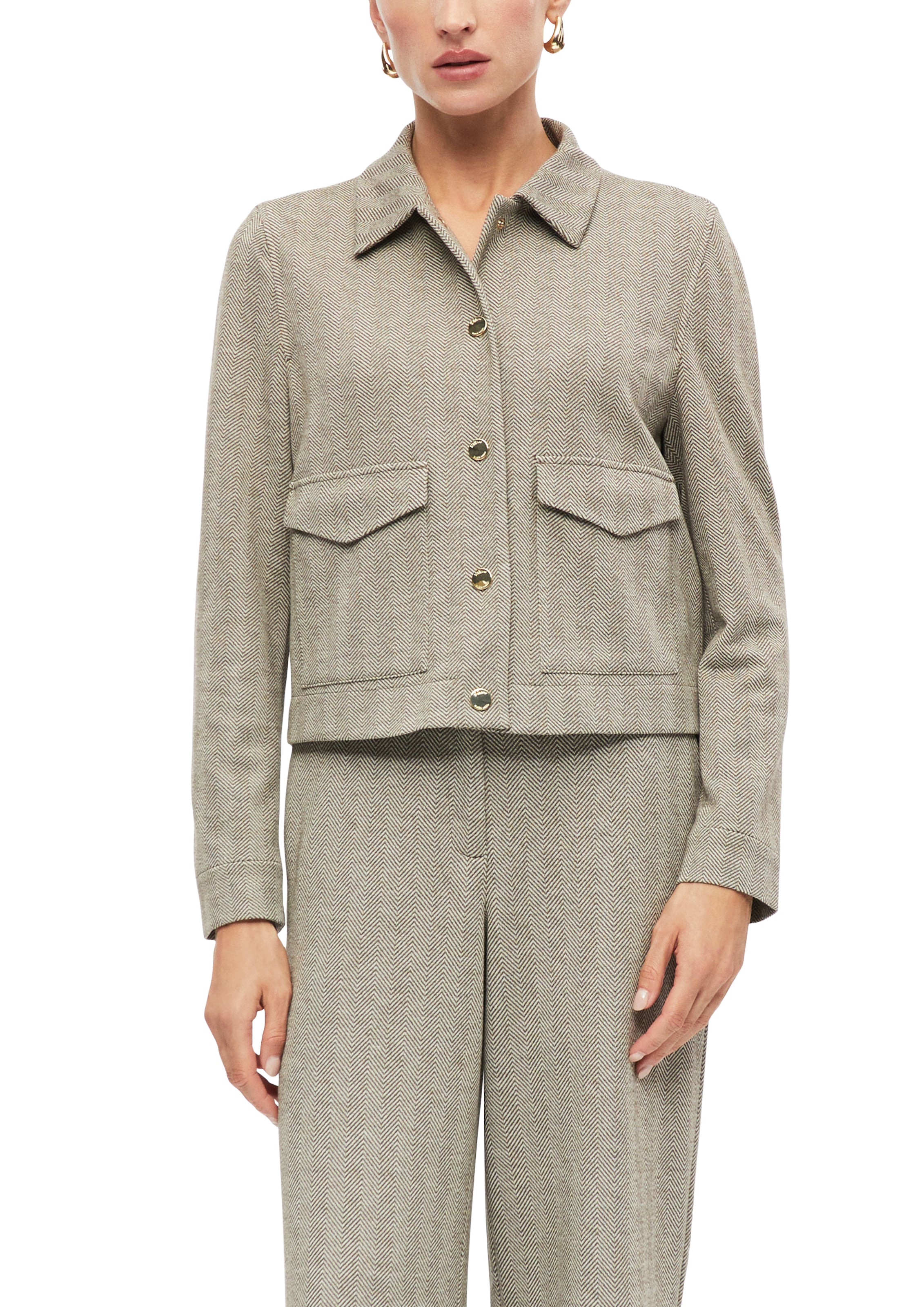 Image of s.Oliver BLACK LABEL Jackenblazer mit Fischgratmuster und Hemdkragen