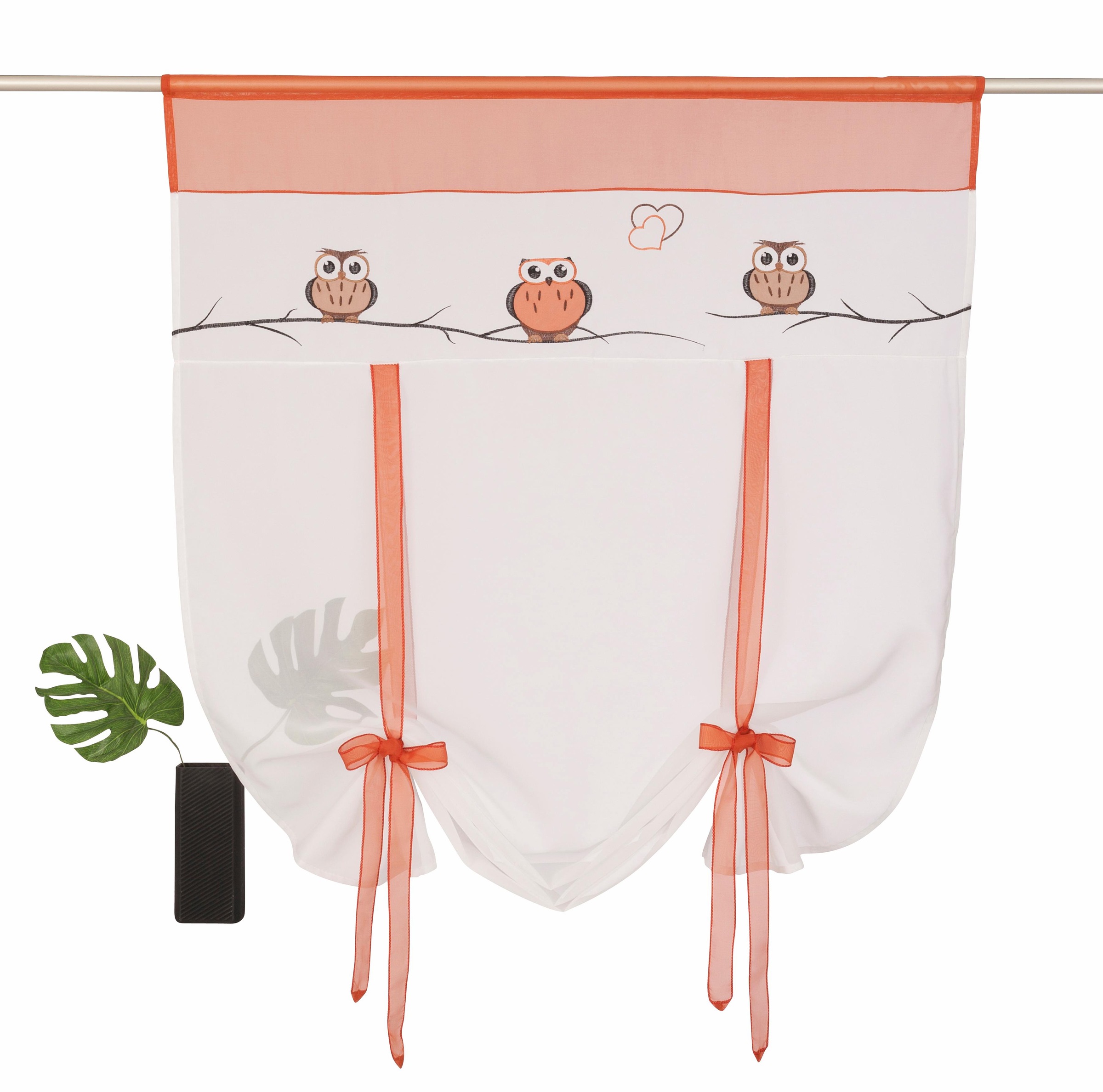 OTTO home Bindegardine "Java" Stangendurchzug 1 Stk. tlg. Fertiggardine, transparent, mit bestickten Eulen
