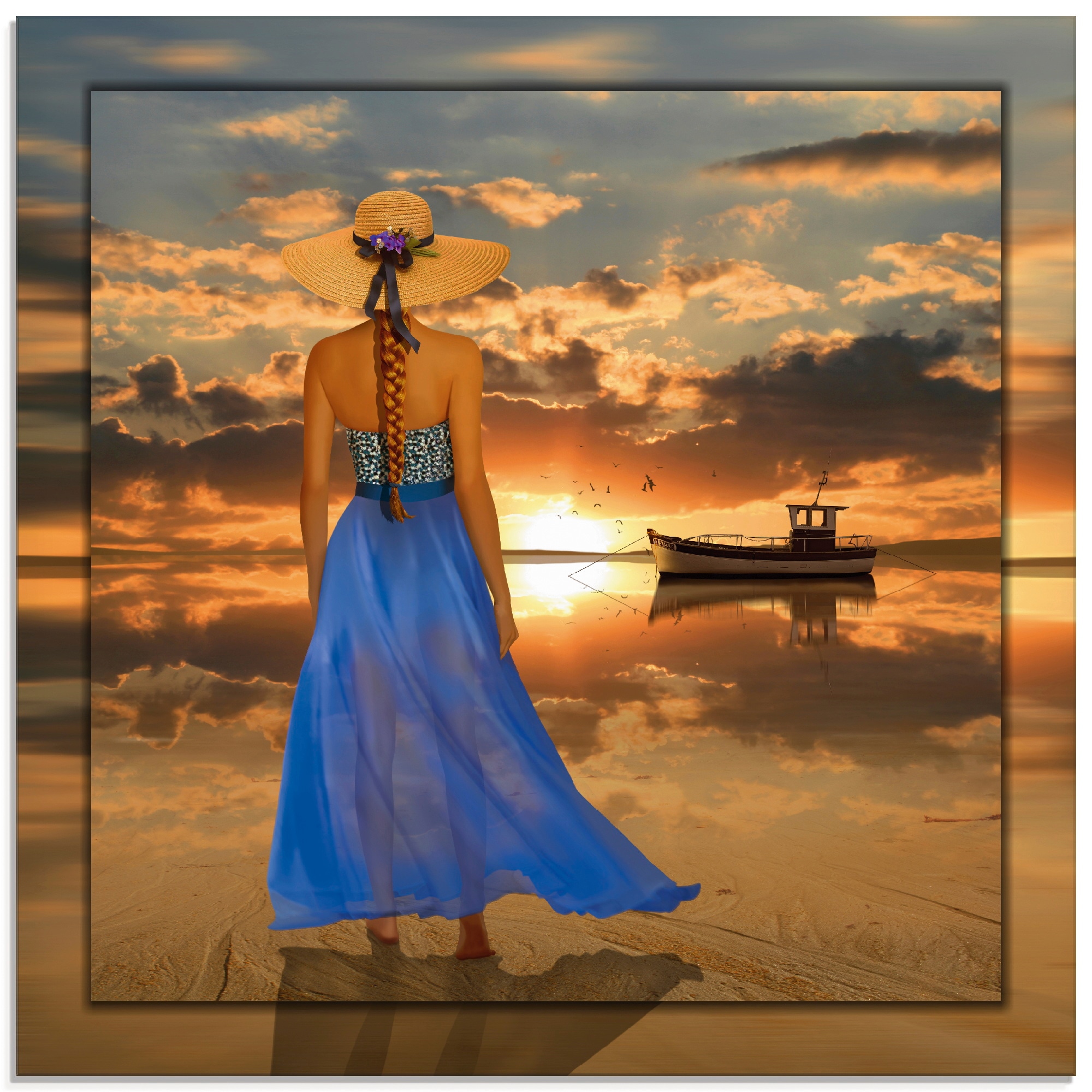Image of Artland Glasbild "Sommergefühle" Frau 1 Stk. tlg. in verschiedenen Grössen
