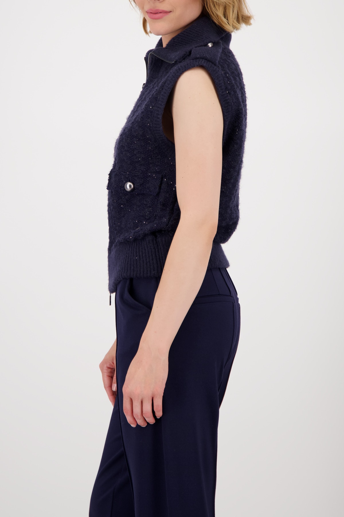 Monari Strickjacke, Regular fit mit Rundhalsausschnitt mit Stehkragen