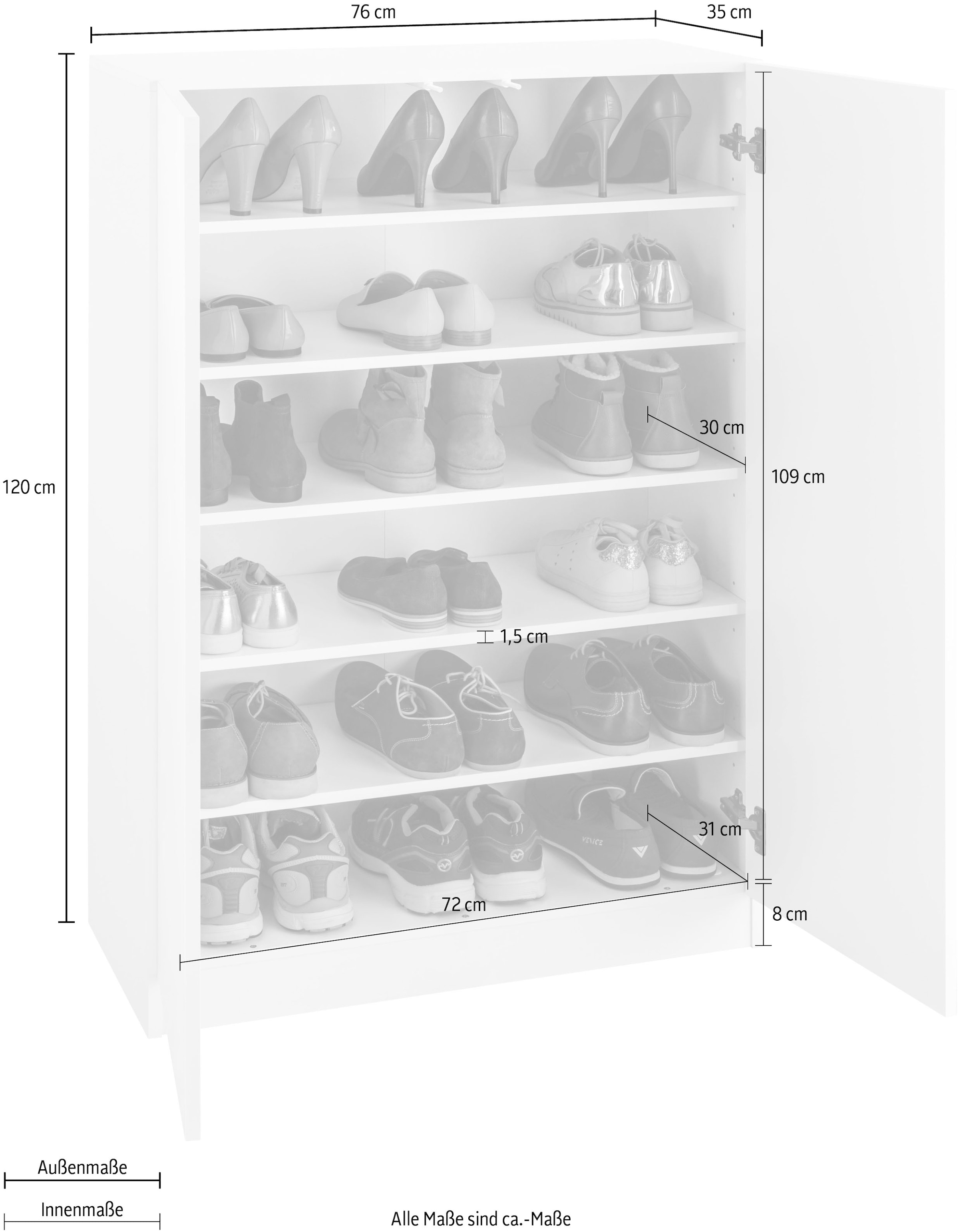 borchardt Möbel Schuhschrank »Vaasa3«, Breite 76 cm