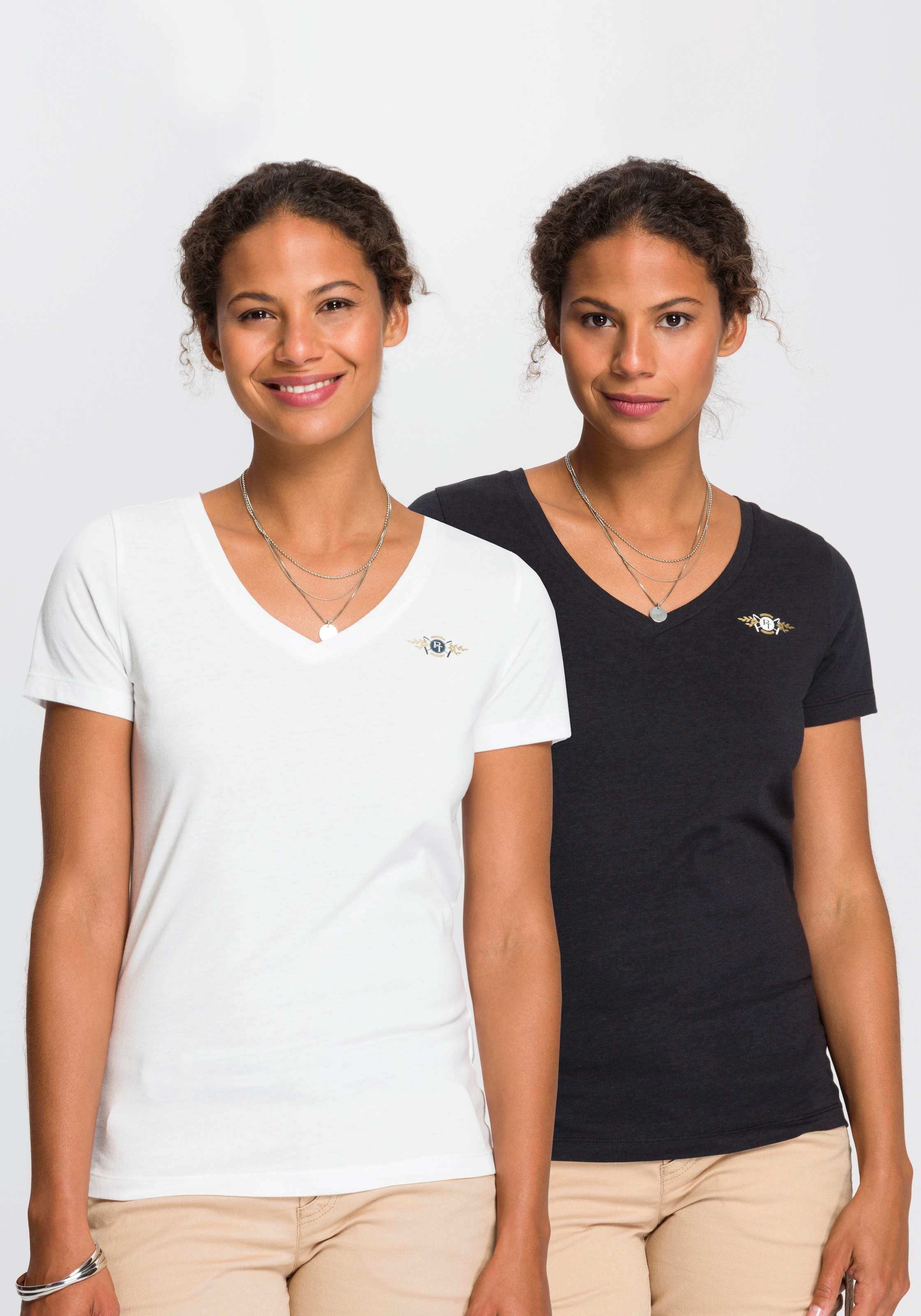 Image of TOM TAILOR Polo Team T-Shirt, (Packung, 2 tlg., 2er-Pack), im farblich modischen Doppelpack bei Ackermann Versand Schweiz