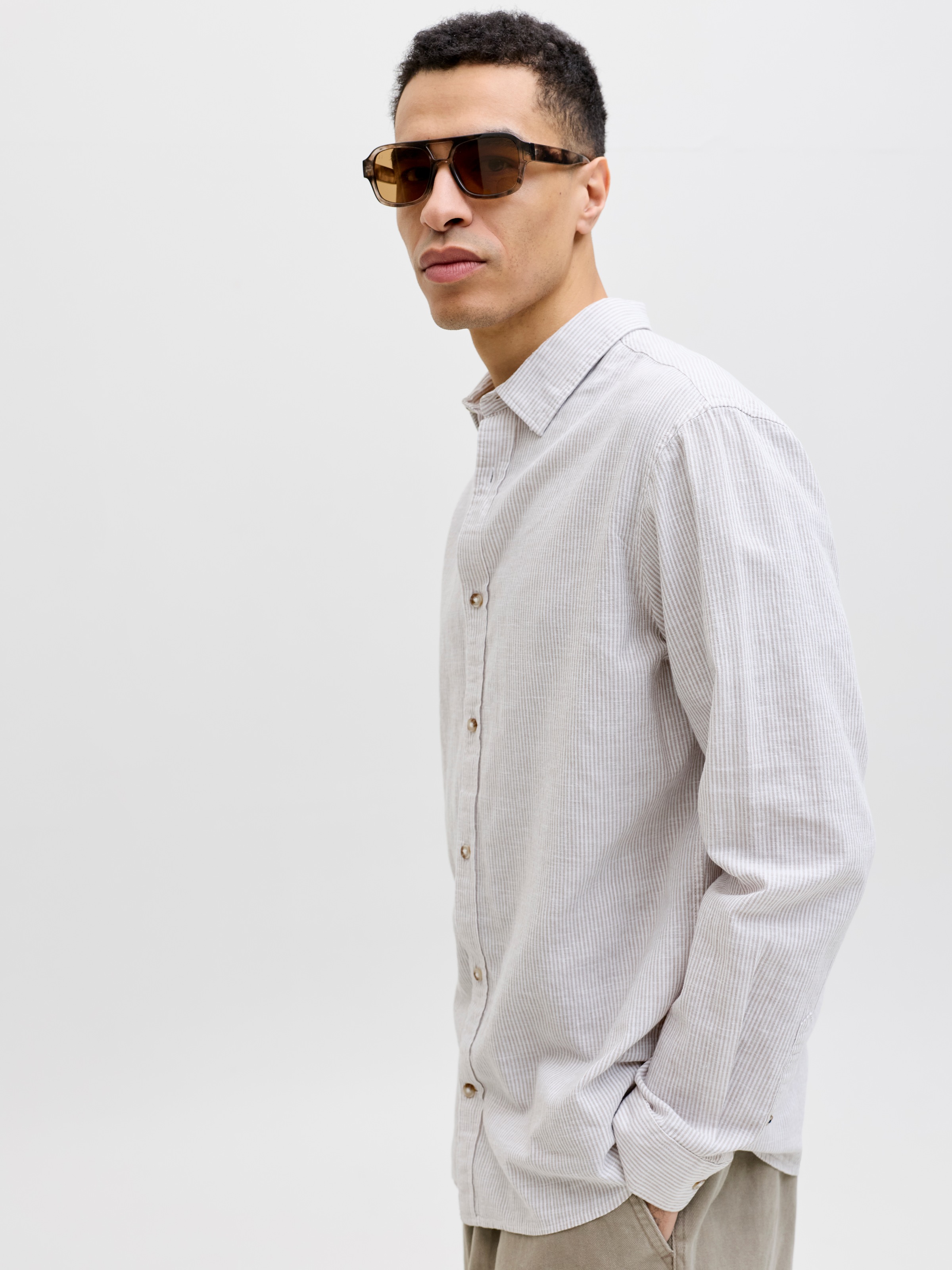 Jack & Jones Chemise à manches longues »JJESUMMER LINEN BLEND SHIRT L/S SN 2PKMP« Paquet, 2