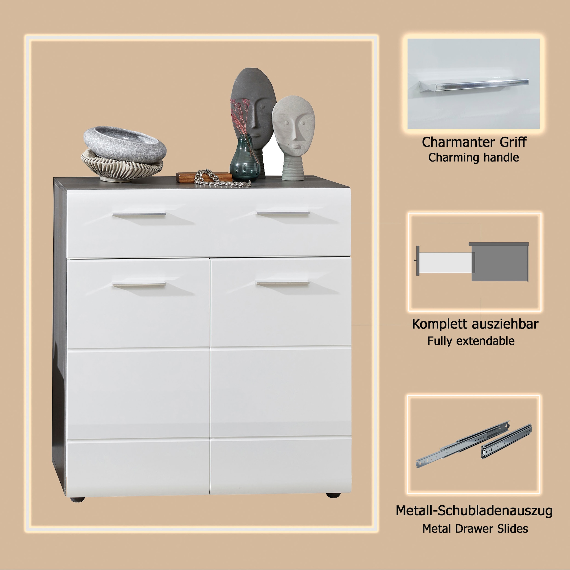 INOSIGN Commode à chaussures »Sovana« Schuhschrank mit Schublade - Kommode mit Platz für 12 Schuhpaare