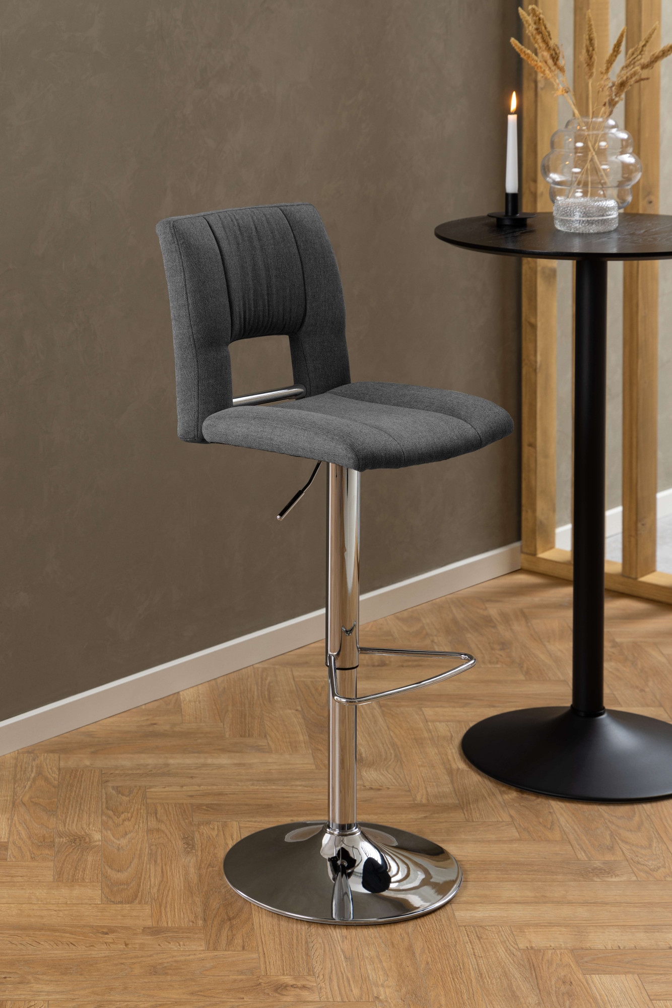 ACTONA GROUP Tabouret de bar »Sylvia Barstuhl, Höhenverstellbar, Chrom,« pied trompette, vérin à gaz, pivotant, coutures verticales, lot de 2