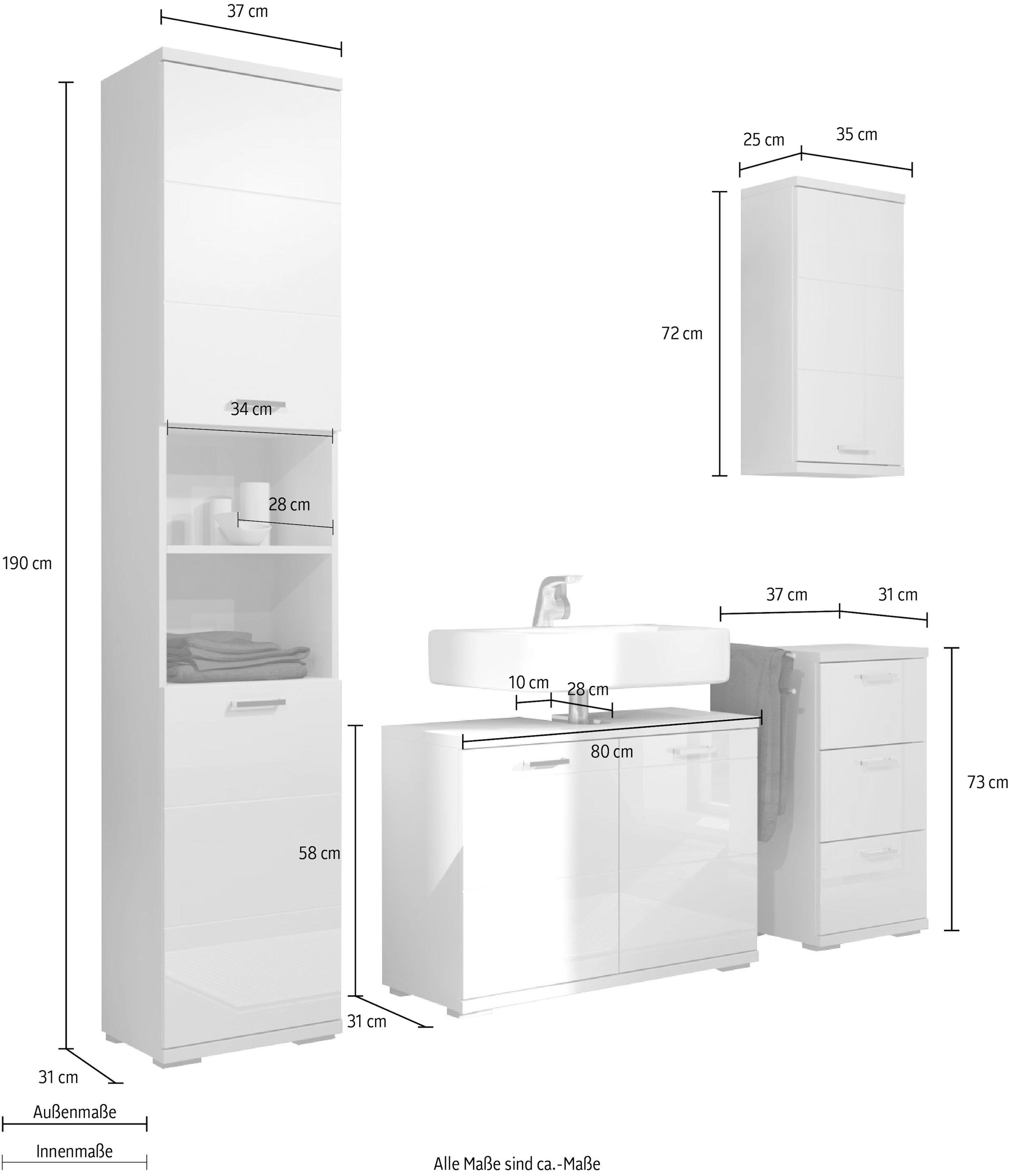 Homexperts Badmöbel-Set »Nusa«, (4 St.), Hochschrank,  Waschbeckenunterschrank, Hängeschrank und Unterschrank versandkostenfrei  auf