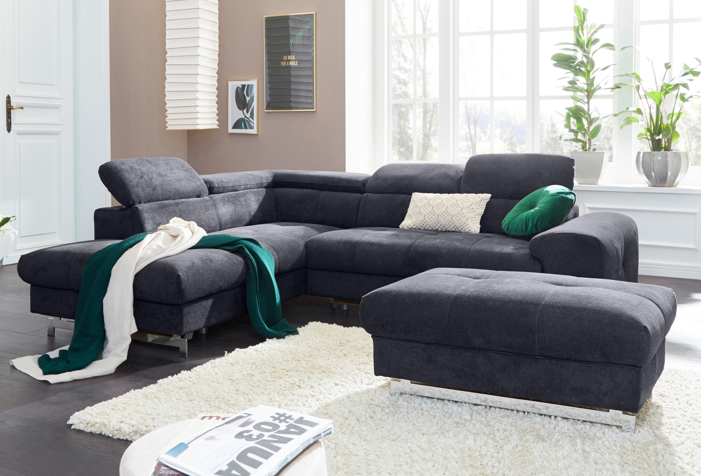 COTTA Ecksofa »Chef L-Form«, mit Kopfteilverstellung, wahlweise mit Bettfunktion & Bettkasten