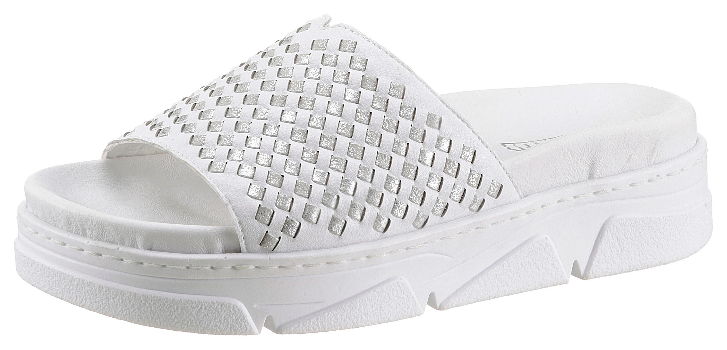 Image of Rieker Pantolette, mit metallicfarbenen Flechtbesätzen bei Ackermann Versand Schweiz