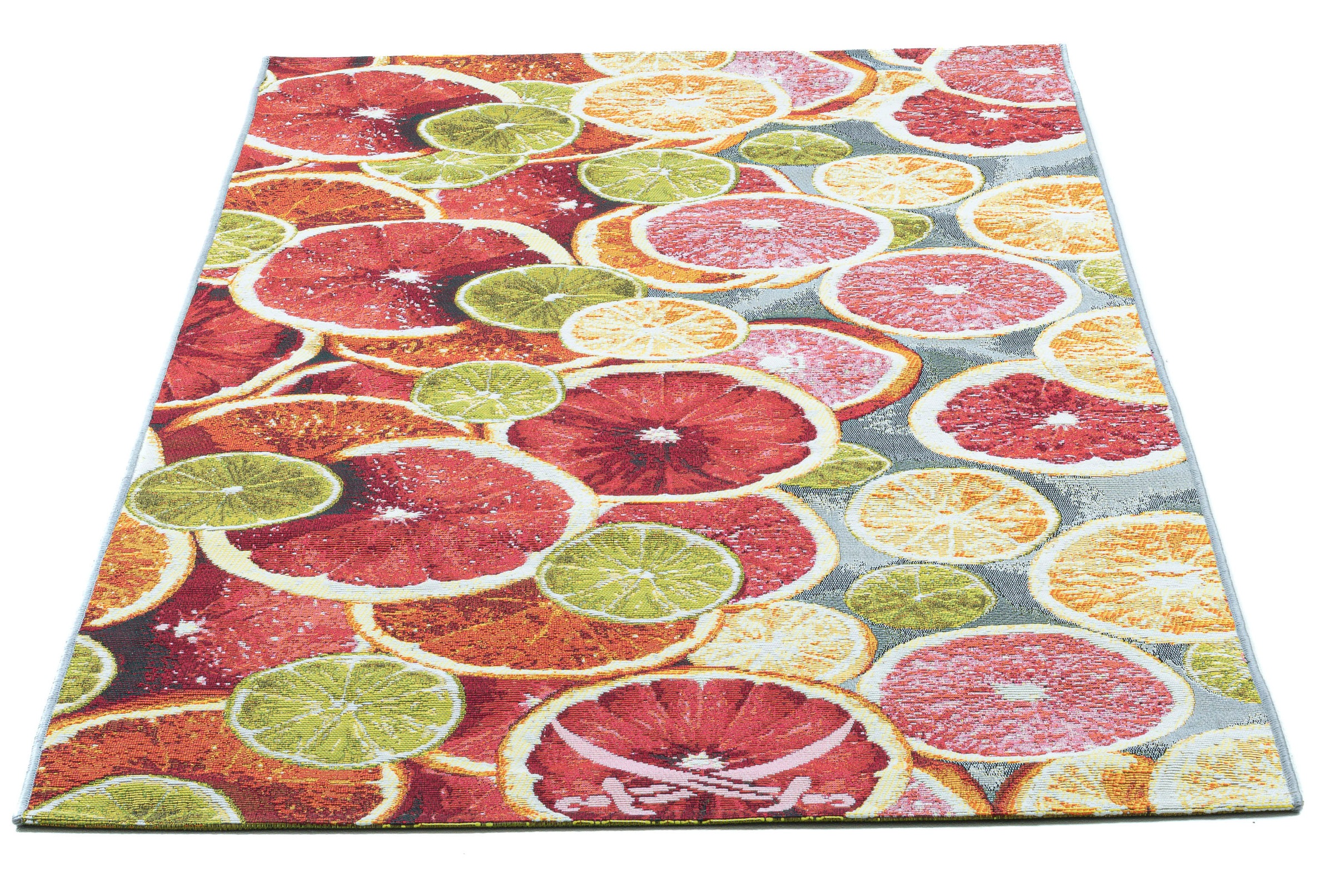 Image of Sansibar Teppich »Rantum Beach 003«, rechteckig, 5 mm Höhe, Flachgewebe, modernes Sommer Design, Motiv Zitrusscheiben & gekreuzte Säbel, In- & Outdoor geeignet, Wohnzimmer bei Ackermann Versand Schweiz