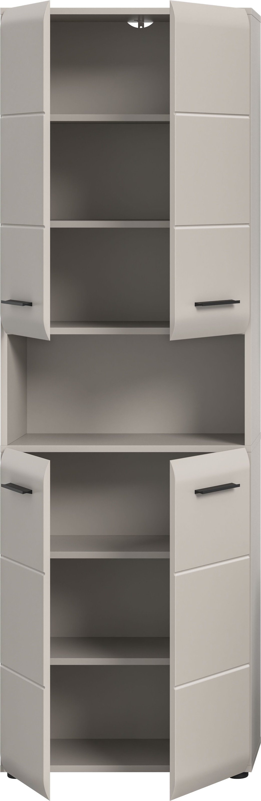 welltime Stauraumschrank »FLORENZ,  Höhe 185 cm, 4 oder 6 Türen, viel Stauraum« TOPSELLER!, 1 Stk. tlg. hochwertige MDF Front, Griff schwarz, Badschrank, Bad