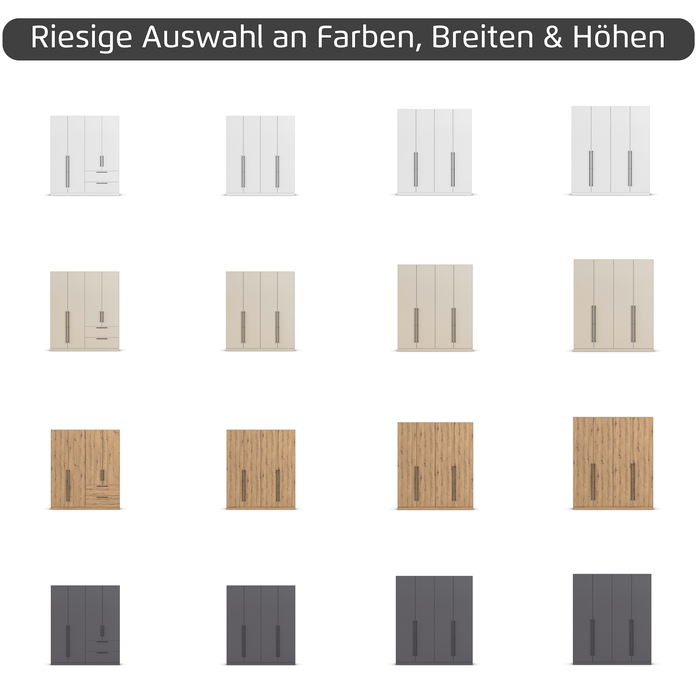GOODproduct Kleiderschrank »Mehrzweckschrank Aktenschrank Möbel Mietswohnung Schlafzimmer AVOLA« 3 verschiedene Ausstattungen BASIC/CLASSIC/PREMIUM (inkl. SOFT-CLOSE),  mit hochwertigen Stangengriffen aus Metall in Schwarz MADE IN GERMANY