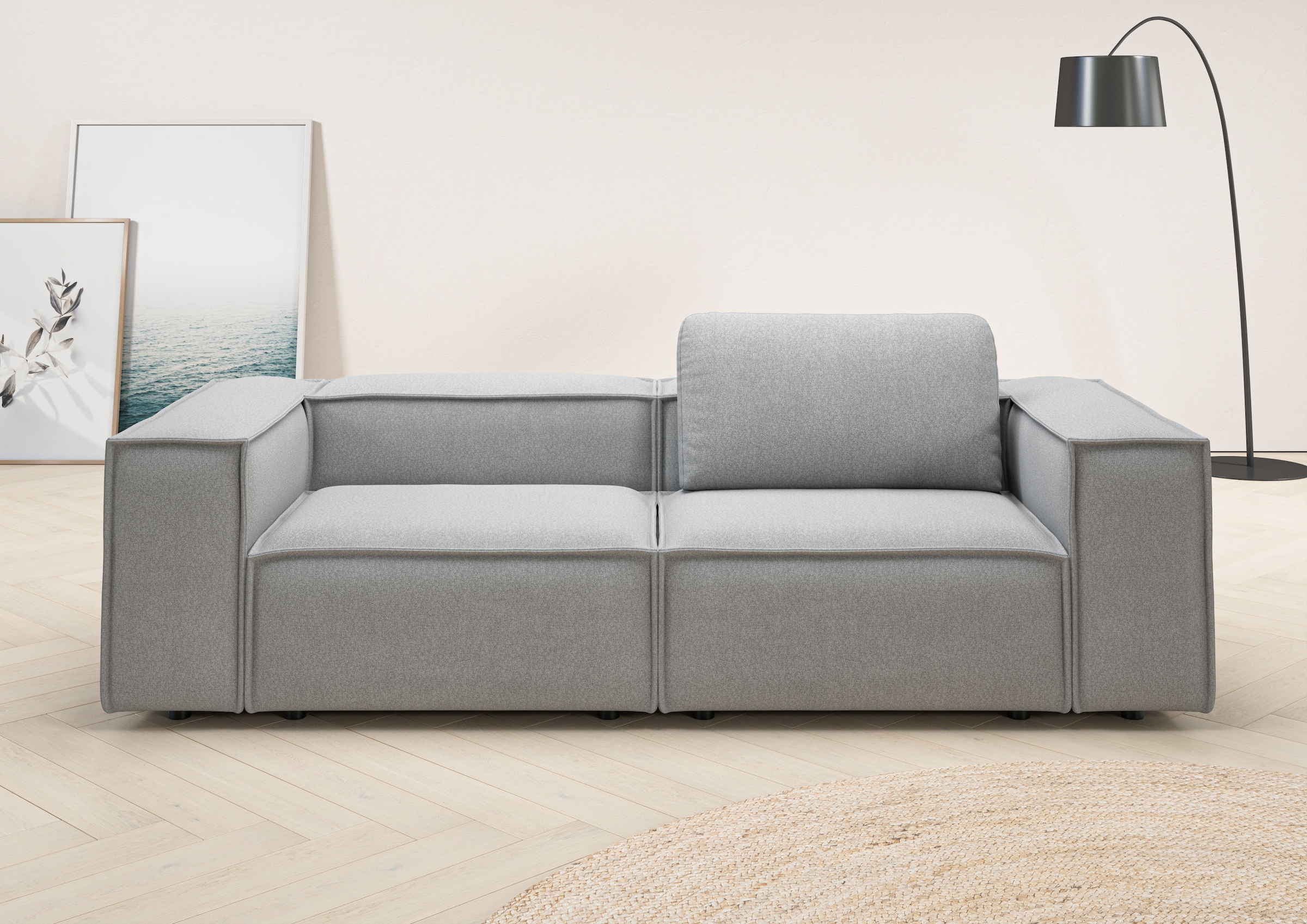 Image of Home affaire 2-Sitzer "Watertown, modern, Sofa 246 cm breit, in 2 Tiefen, Japandi Design" Sofa Tiefe 98cm, extra breite Sitzfläche, Flachgewebe MONO