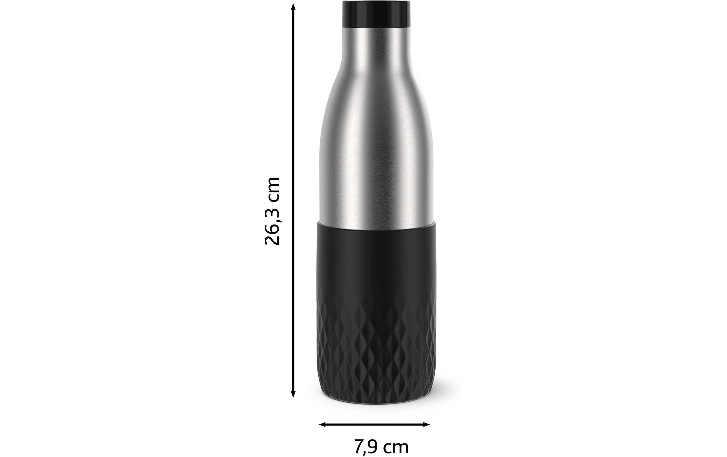 Emsa Gourde »Bludrop Sleeve« acier inoxydable/silicone, Quick-Press, 12h chaud/24h froid