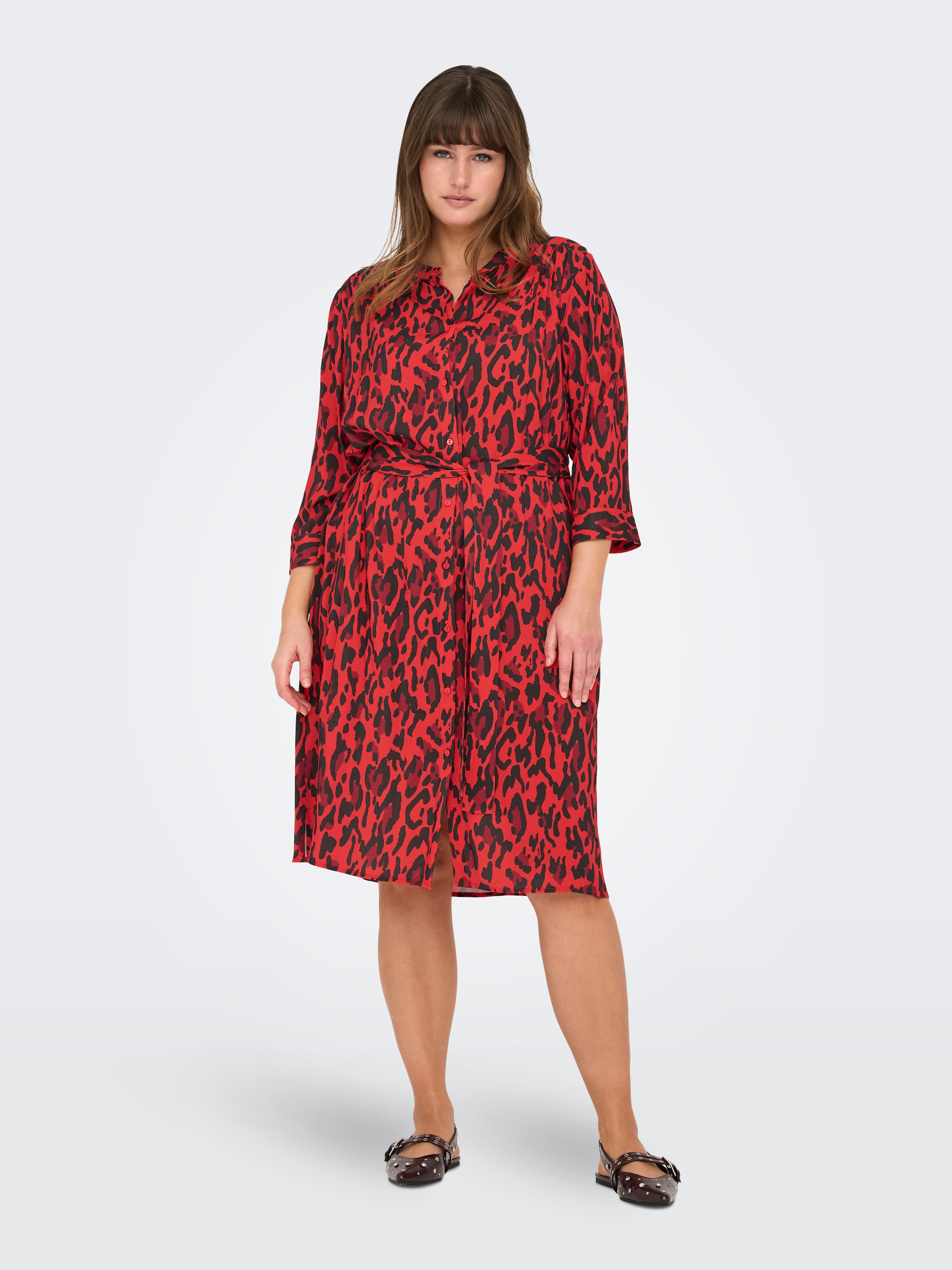 Image of ONLY CARMAKOMA Blusenkleid "CARHARMONY LIFE 3/4 BLK DRESS AOP BS" Sommerkleid