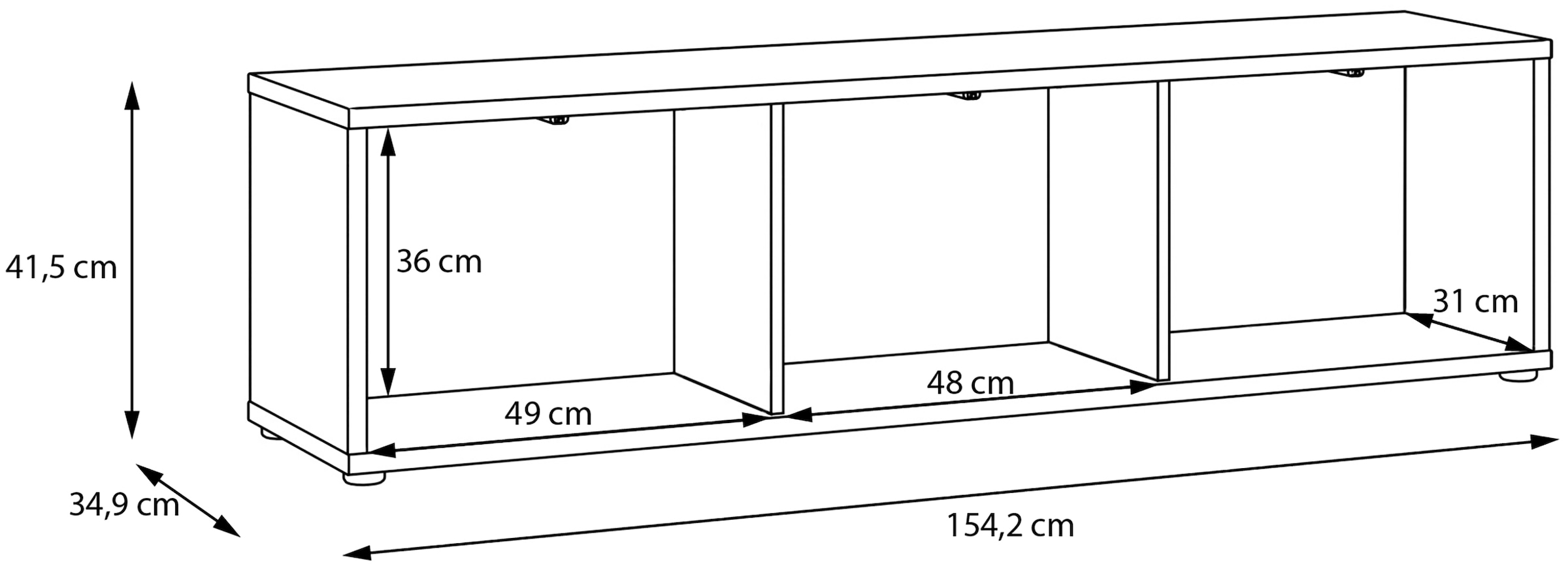 FORTE Lowboard »Alice Springs, TV-Board, viel Stauraum, grosse Türen zum Aufklappen« B/H/T 154,2/41,5/34,9 cm Klapptüren