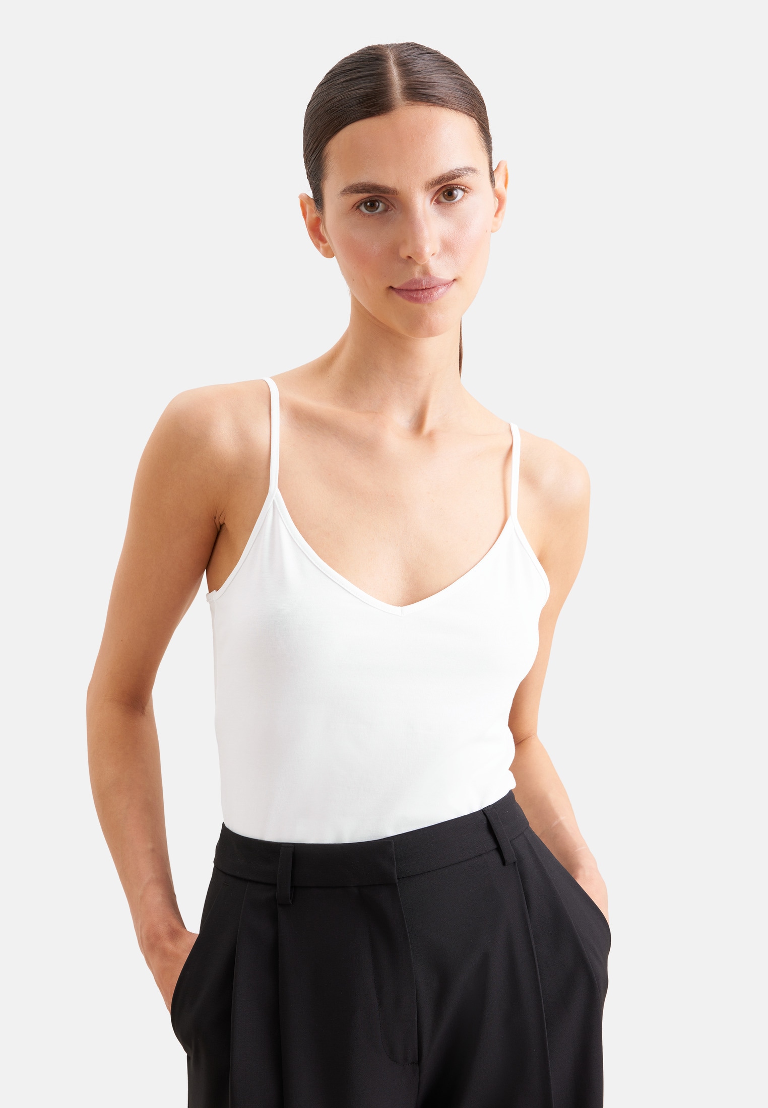 Image of seidensticker Trägertop "Schwarze Rose" Ohne Arm V-Neck Uni