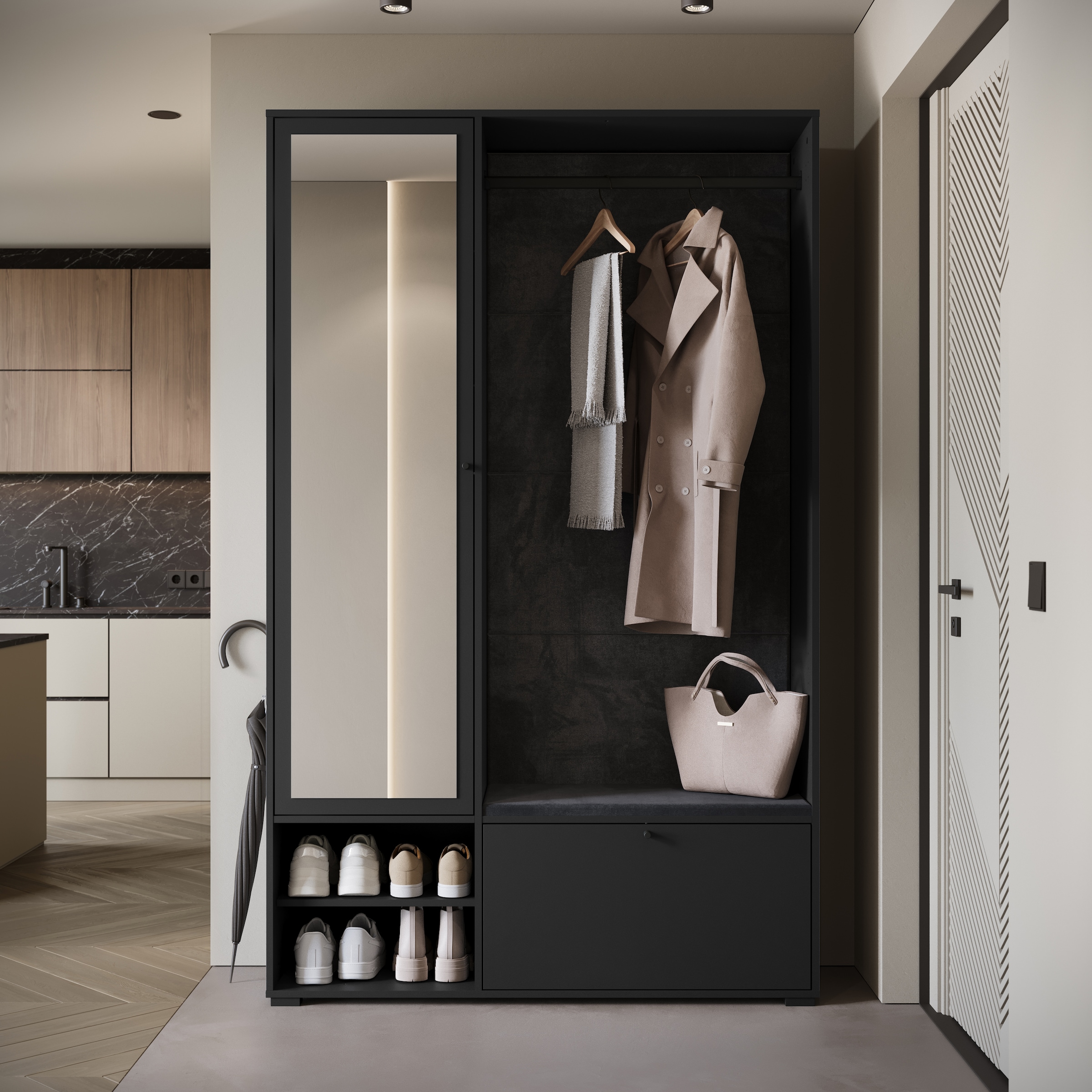 Home affaire Ensemble de vestiaires »Garderobe mit Spiegel, Sitzbank und Kleiderstange« 1 cuis tlg.